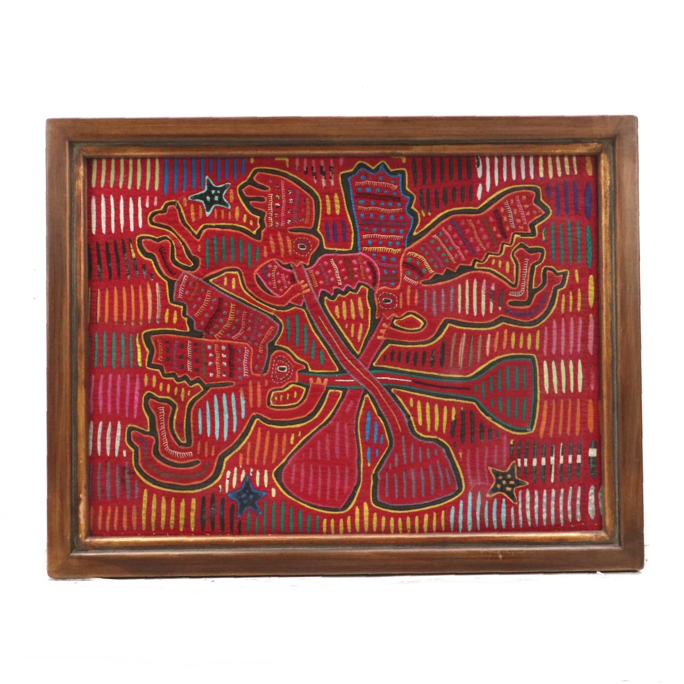 Kuna Mola Folk Art Textile of Angels, Late 20th or 21st Century