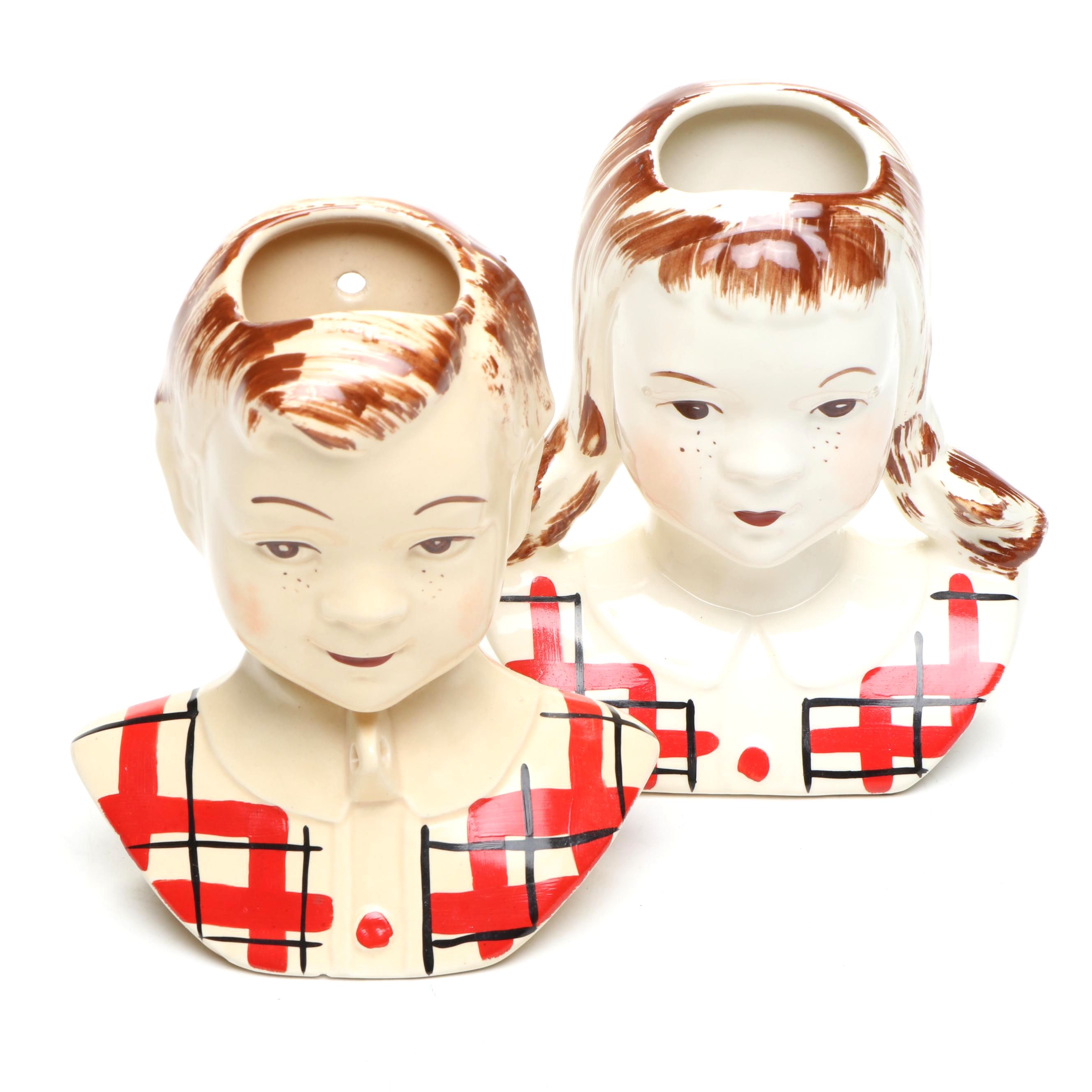 Stanford "Jean and Sandy" Ceramic Wall Pockets, Mid-20th Century