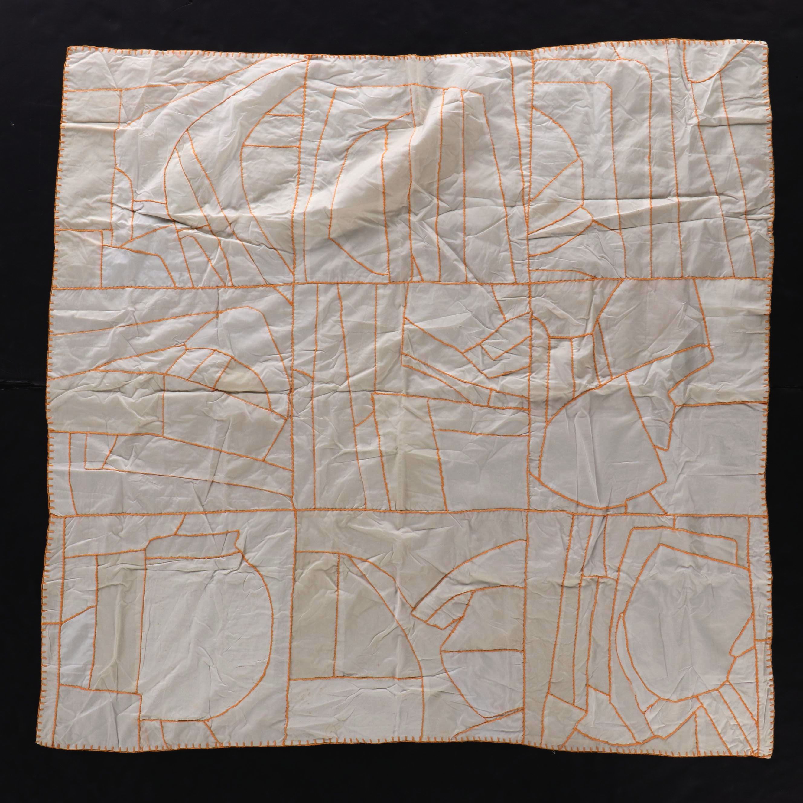 Custom Crazy Quilt Style Blanket with Couched Yarn Outlines