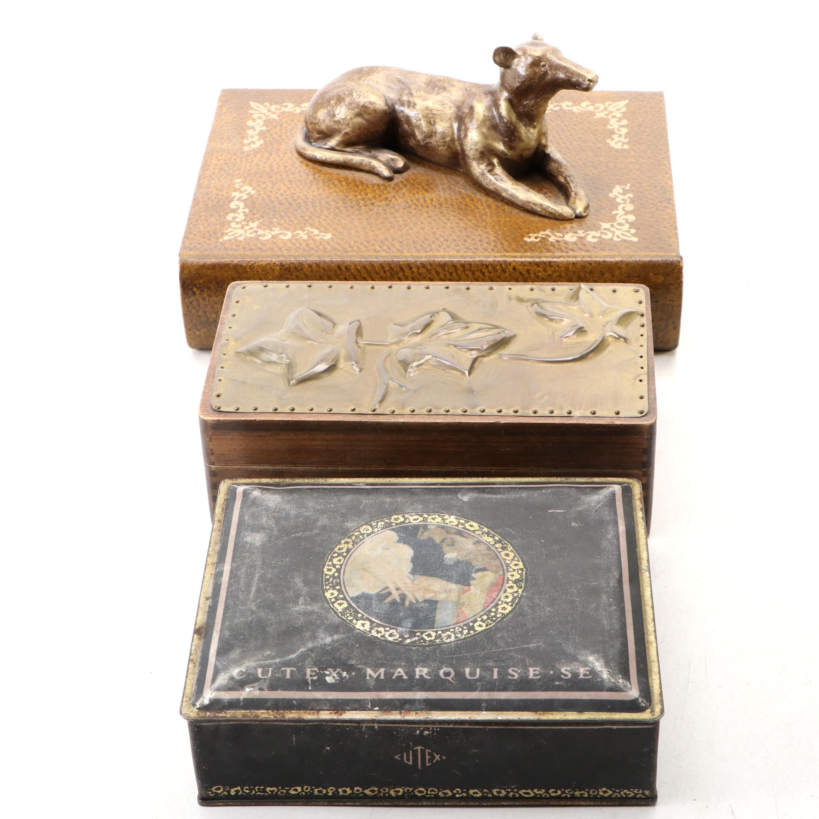 Cutex Marquis Set Tin Container with Other Decorative Boxes