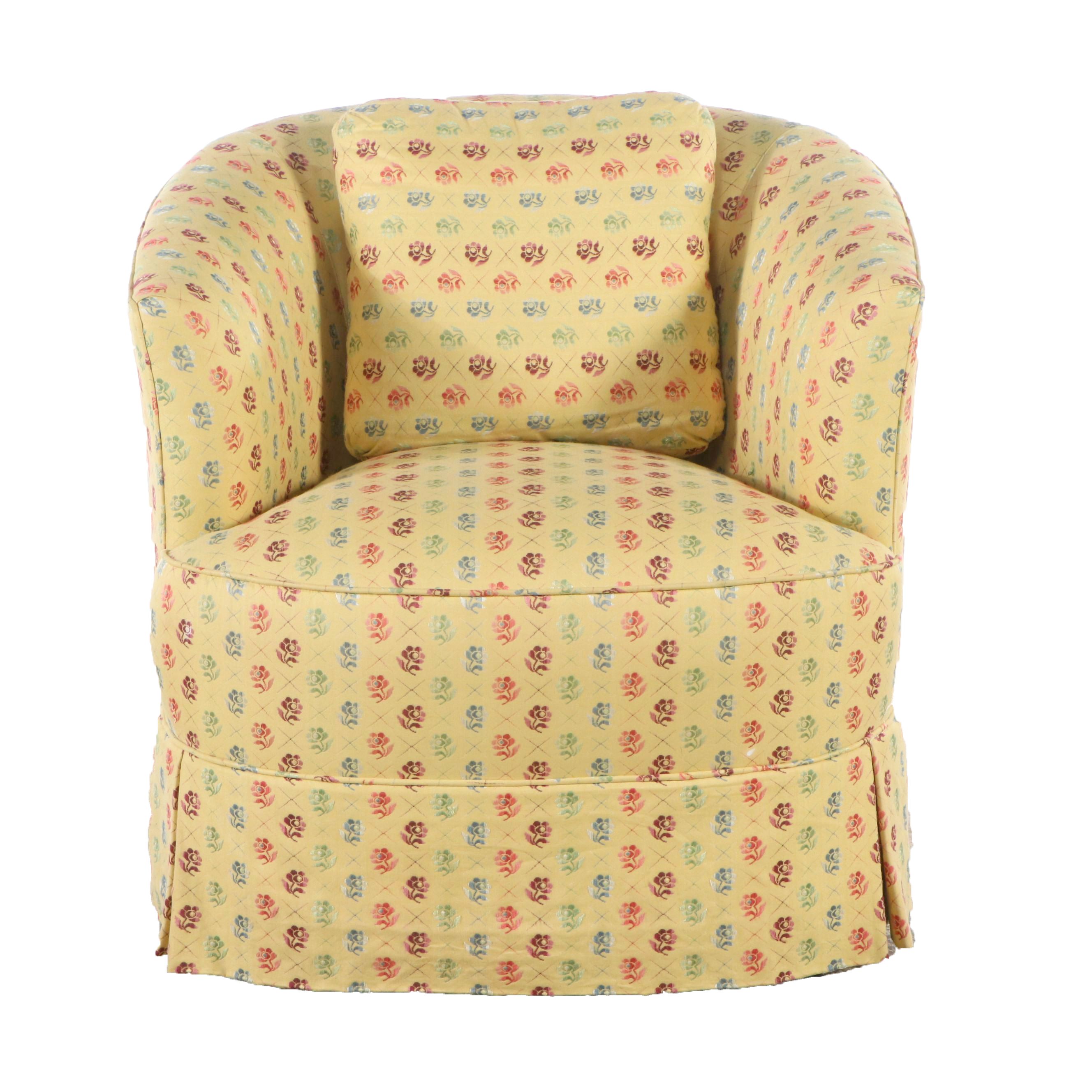 Mid Century Modern Style Floral Upholstered Armchair
