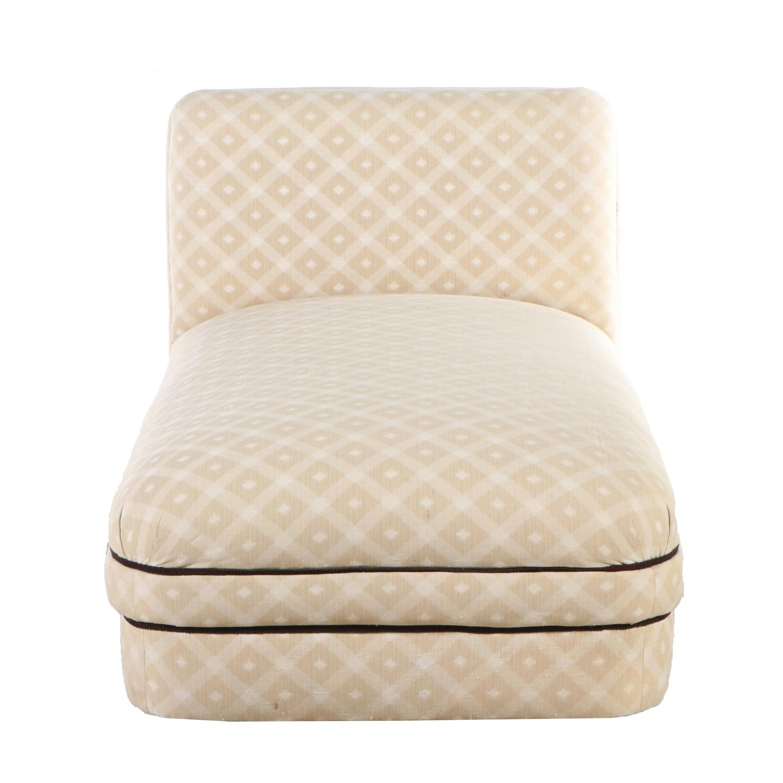 Vintage Geometric Upholstered Chaise Lounge