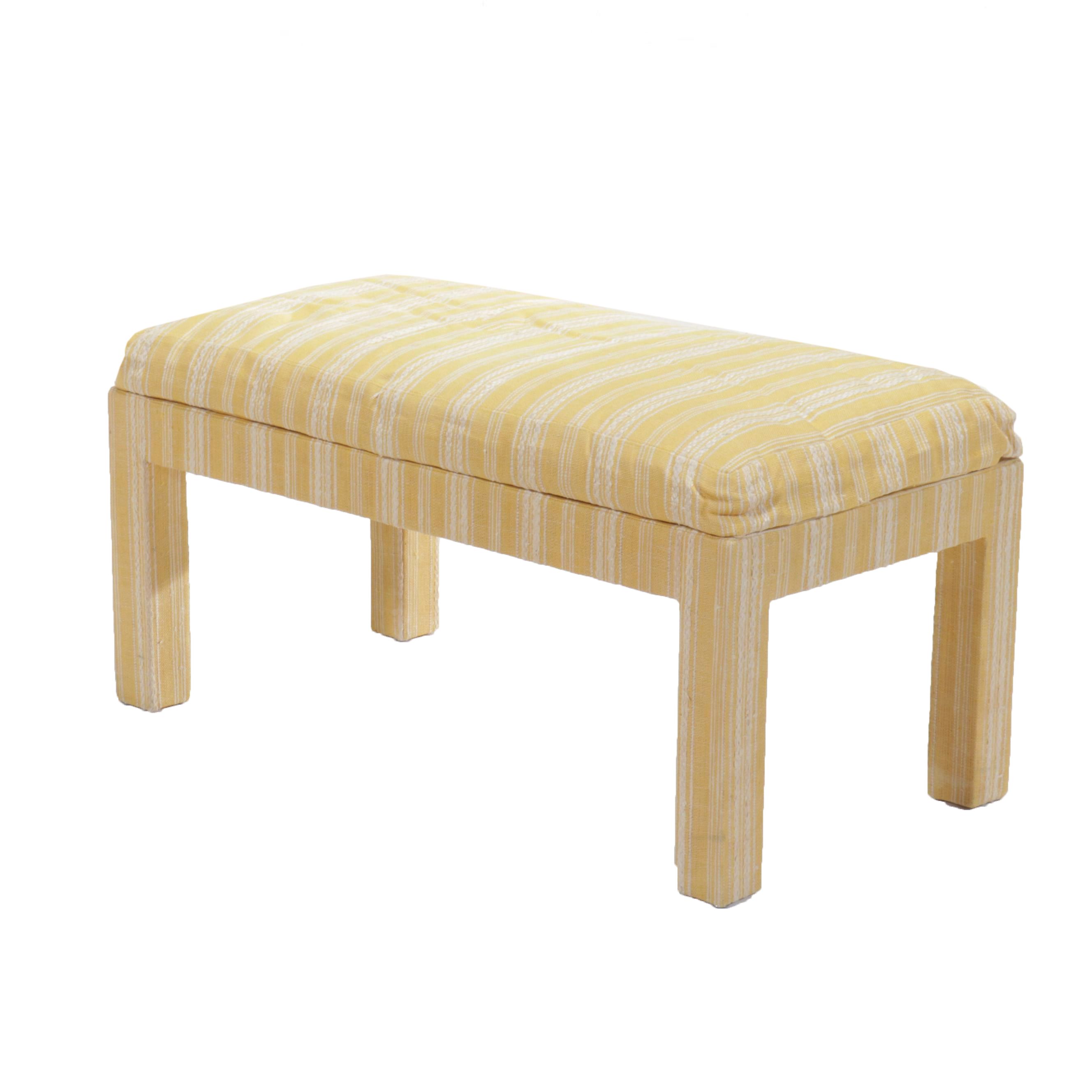 Yellow Striped Upholstered Bench