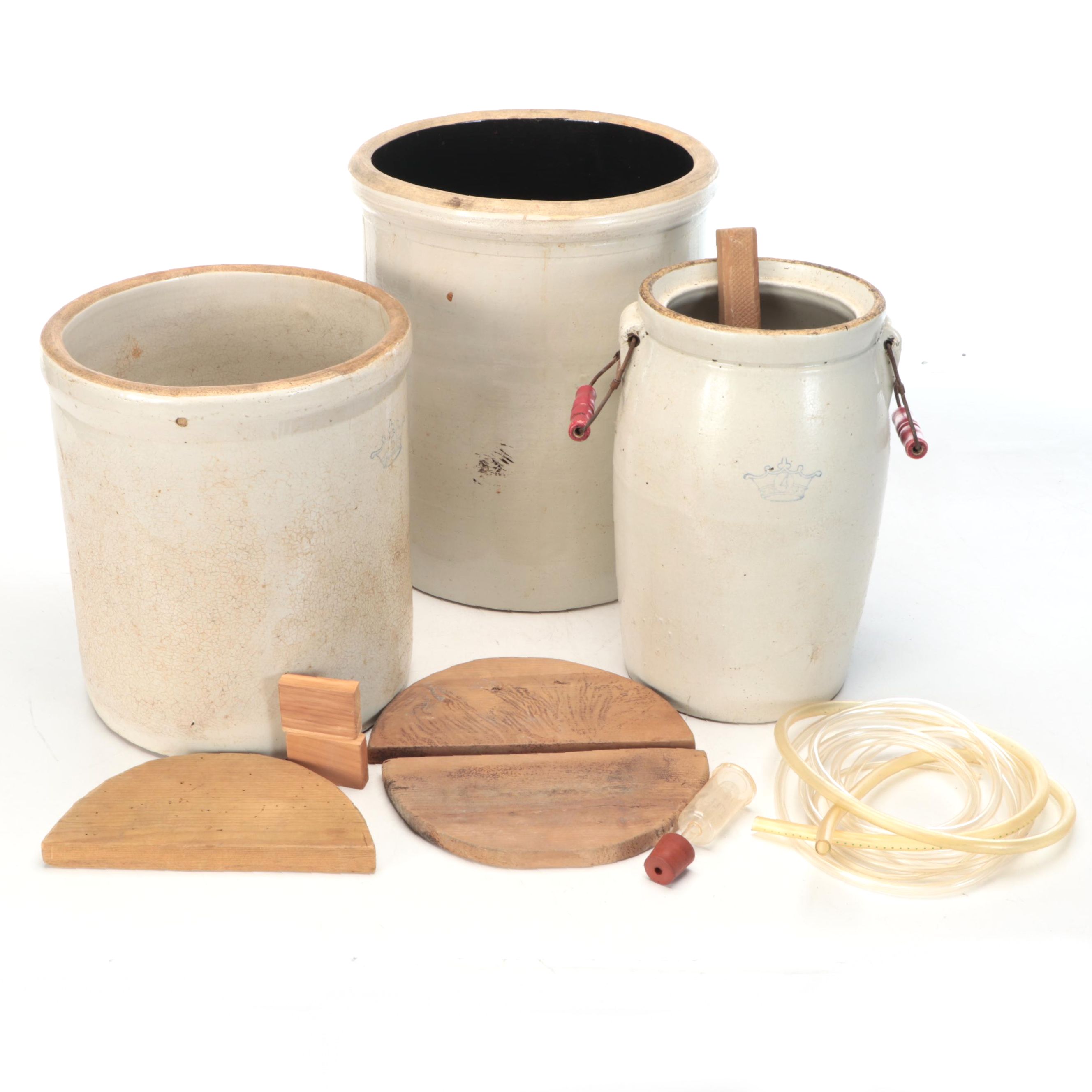 Robinson Ransbottom Crown Stoneware Crocks and Fermenting Tools