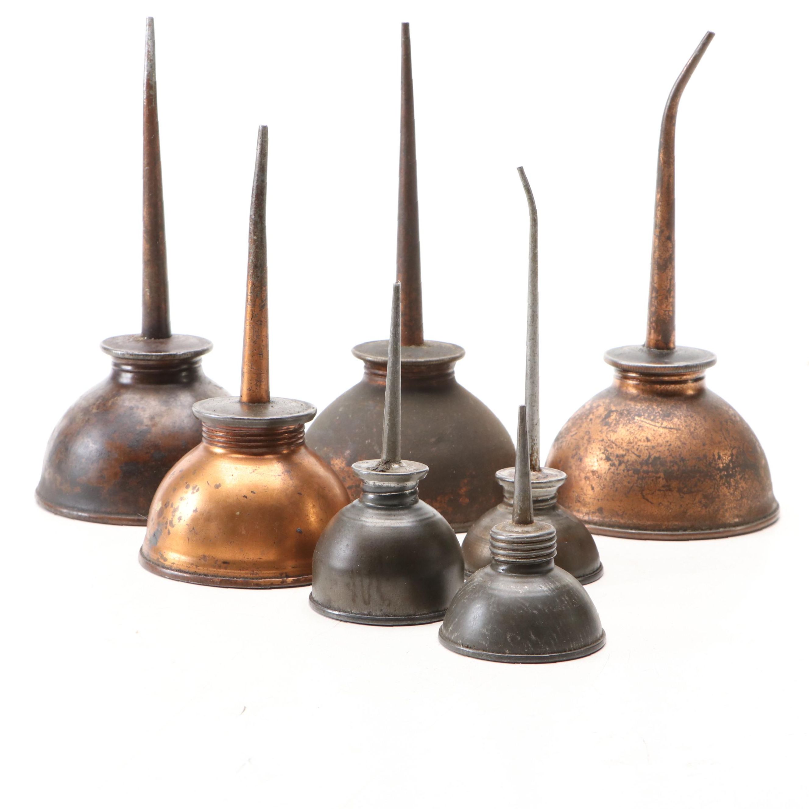 Eagle Copper Oil Can with Other Oil Cans, Vintage