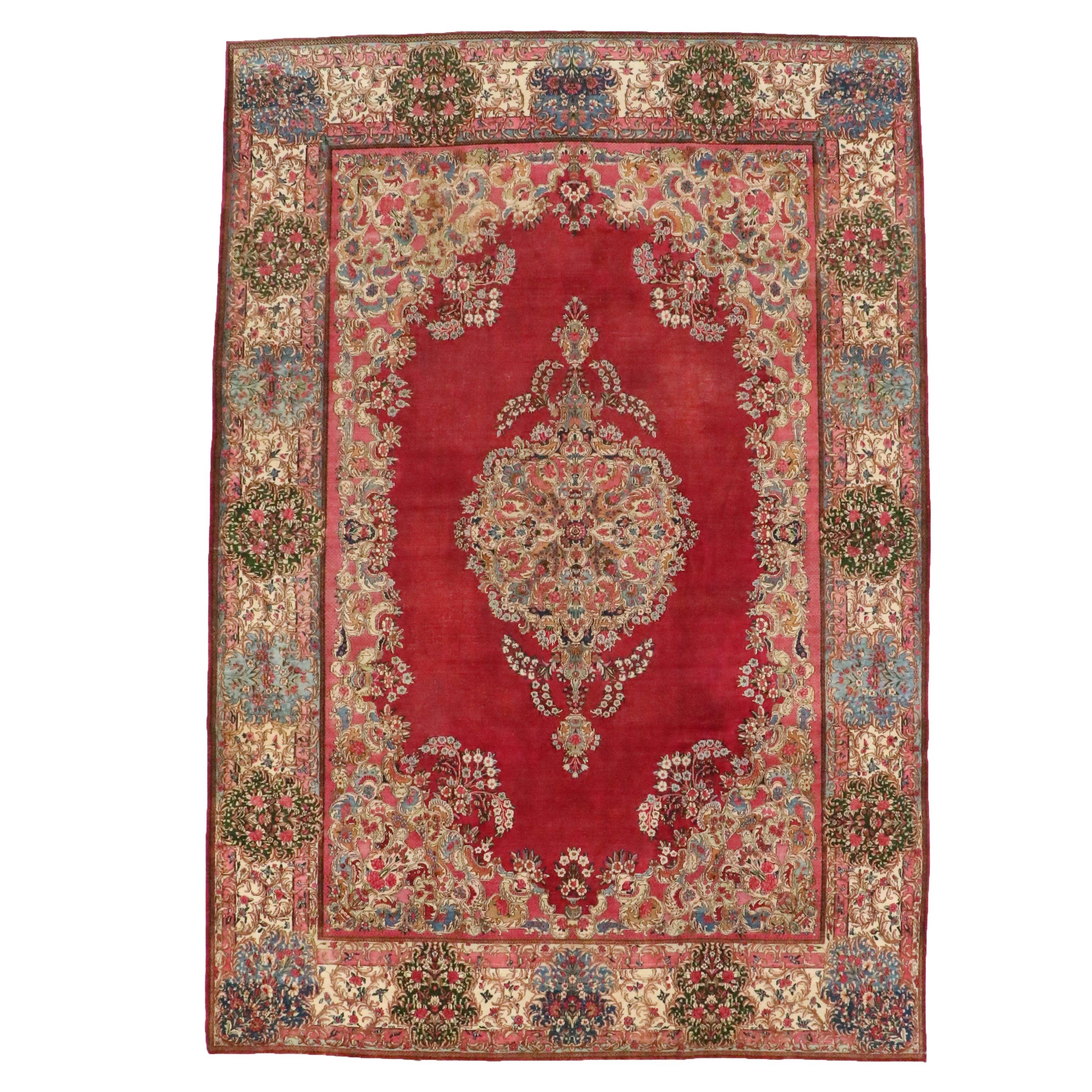 9'10 x 14'5 Hand-Knotted Persian Kashmar Room-Sized Rug