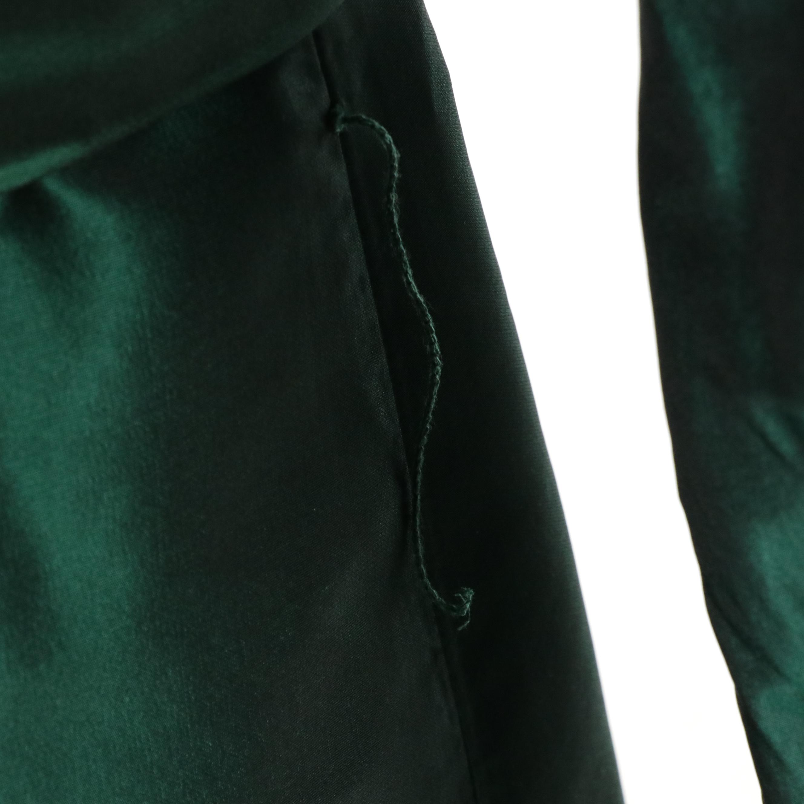 Teri Jon by Rickie Freeman Silk Iridescent Emerald Green Ruffle Wrap Dress