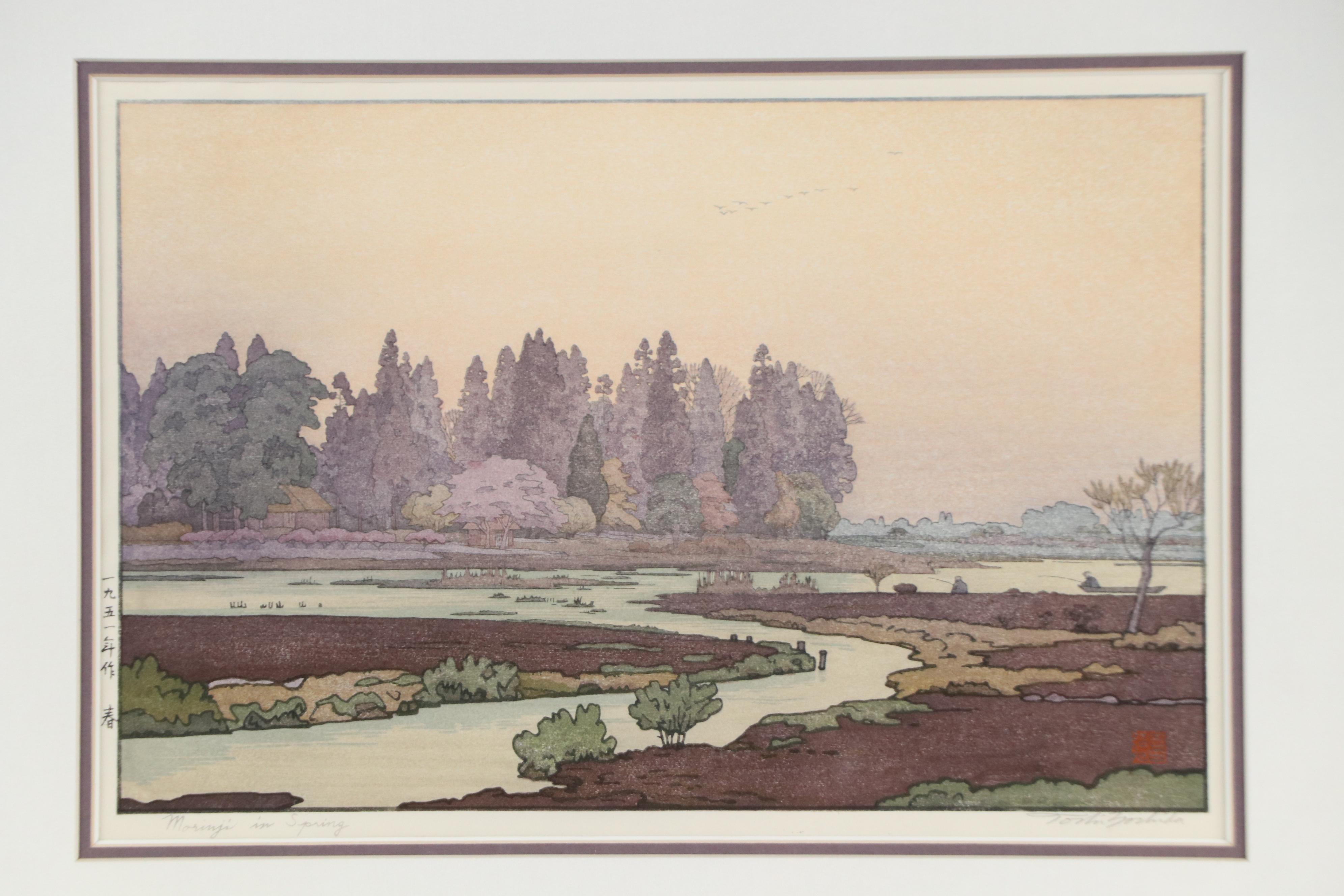 Tōshi Yoshida Landscape Woodblock "Morinji in Spring," 1951
