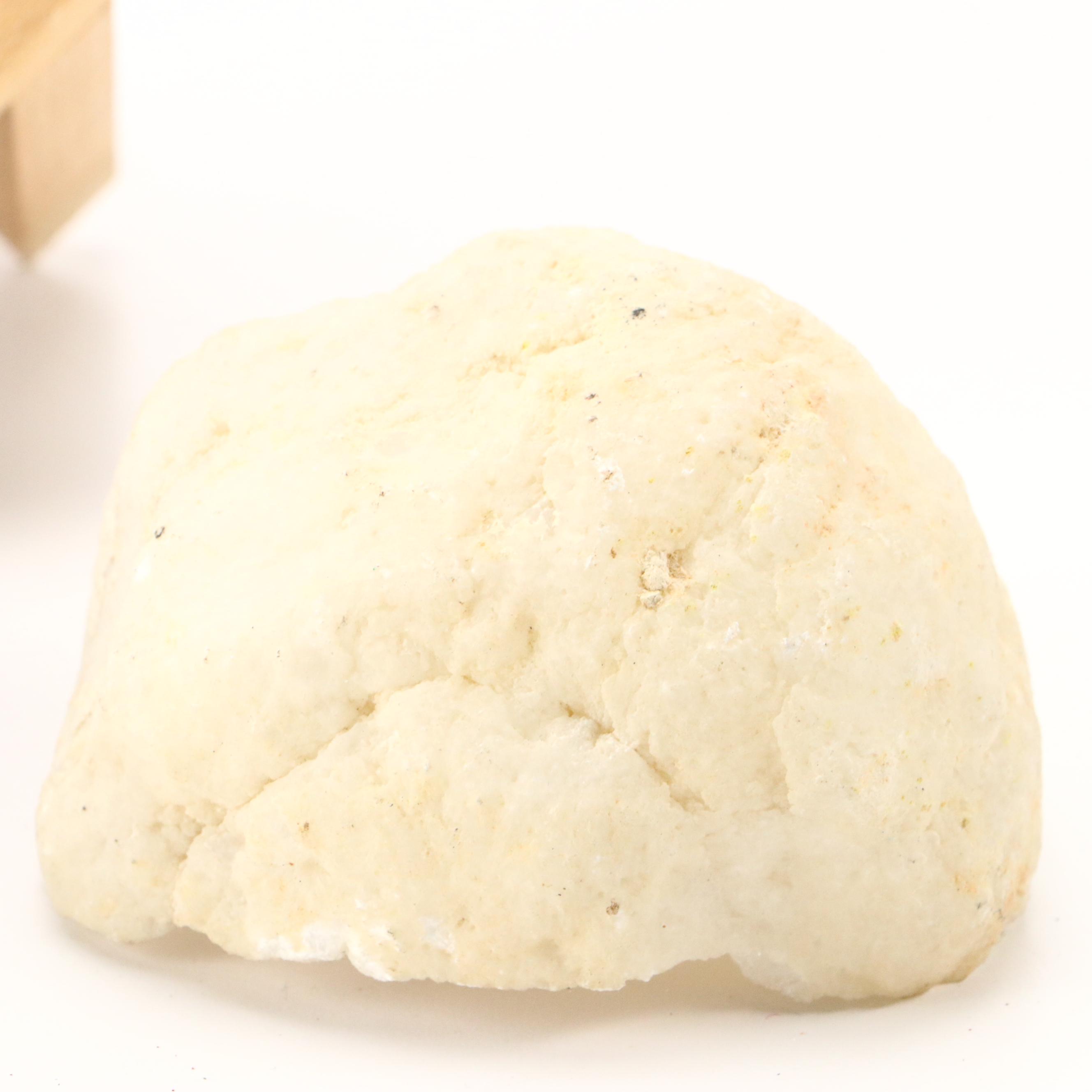 Amethyst and Quartz Geodes with Geometric Wood Stand