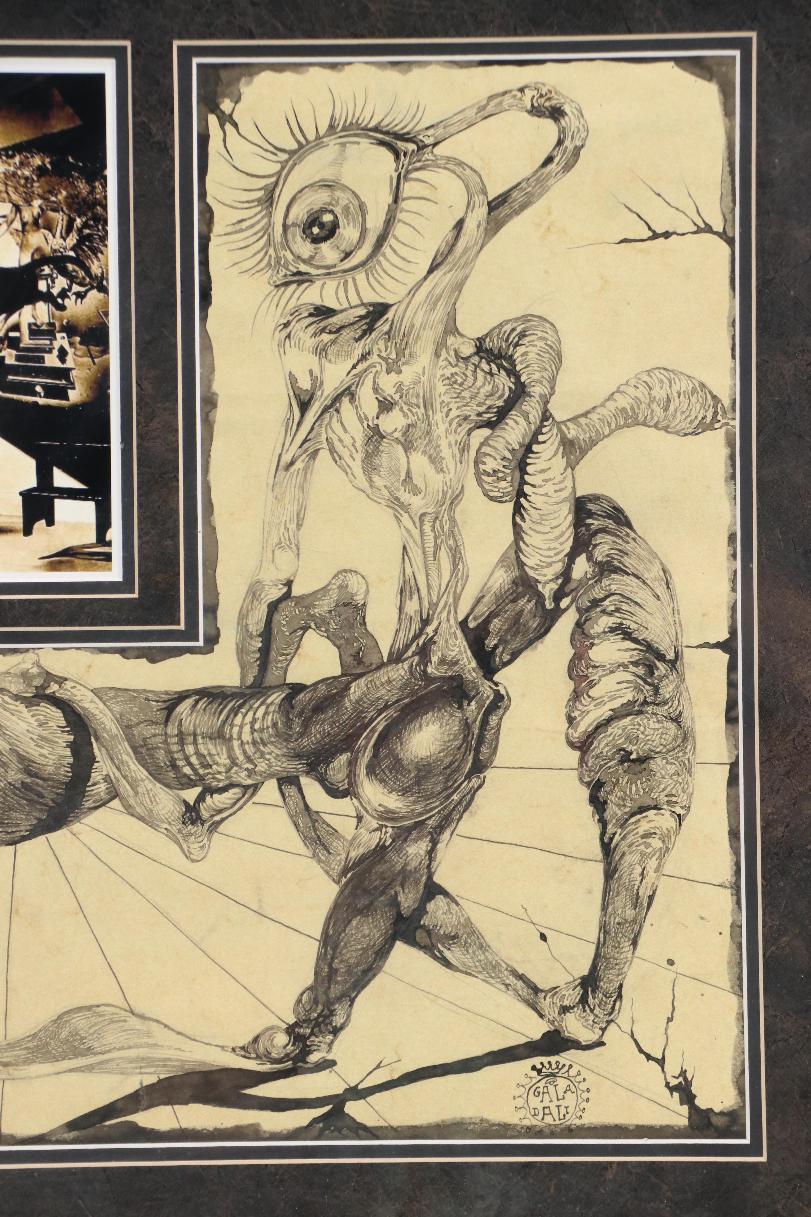 Salvador Dalí Surrealist Ink Drawing, 1949