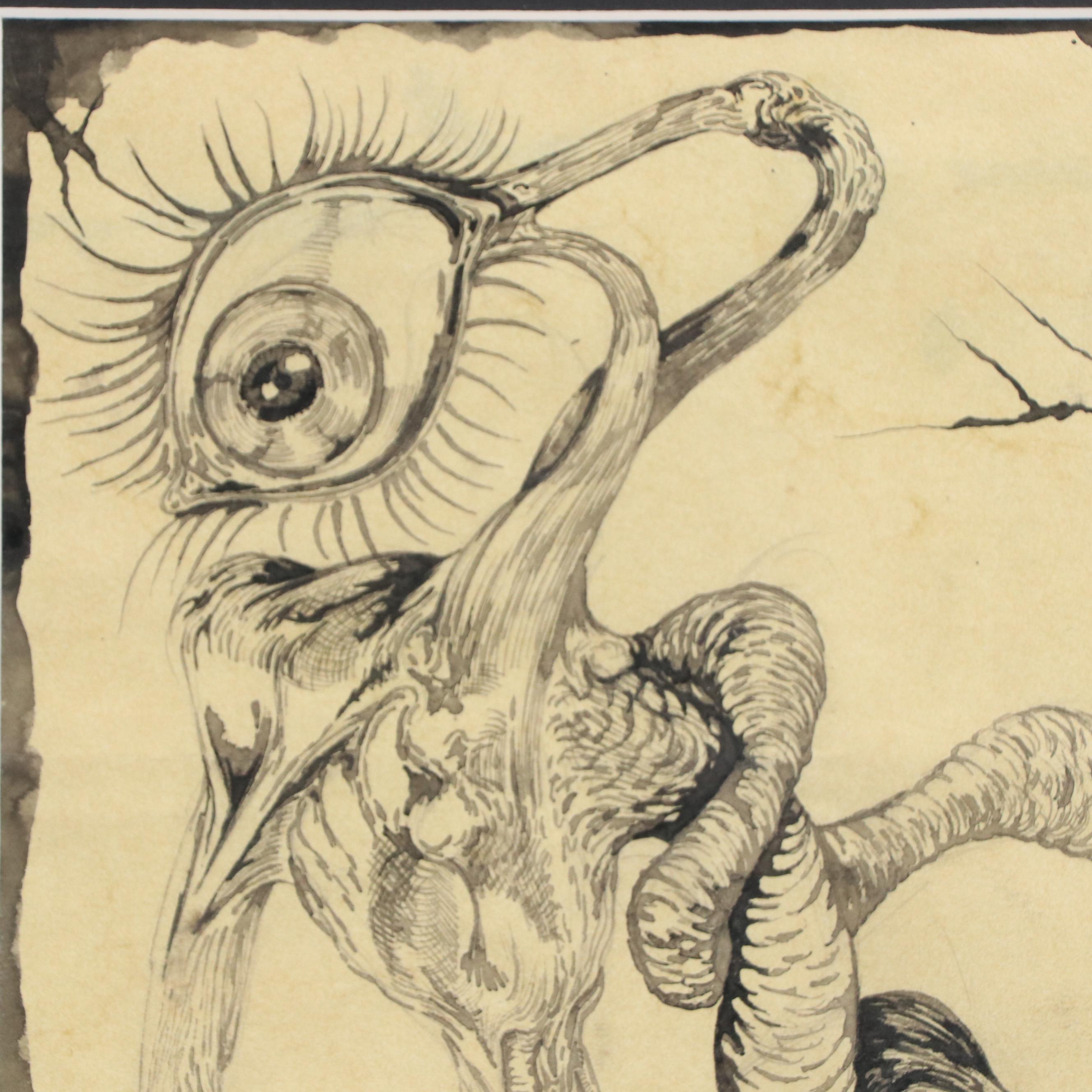 Salvador Dalí Surrealist Ink Drawing, 1949