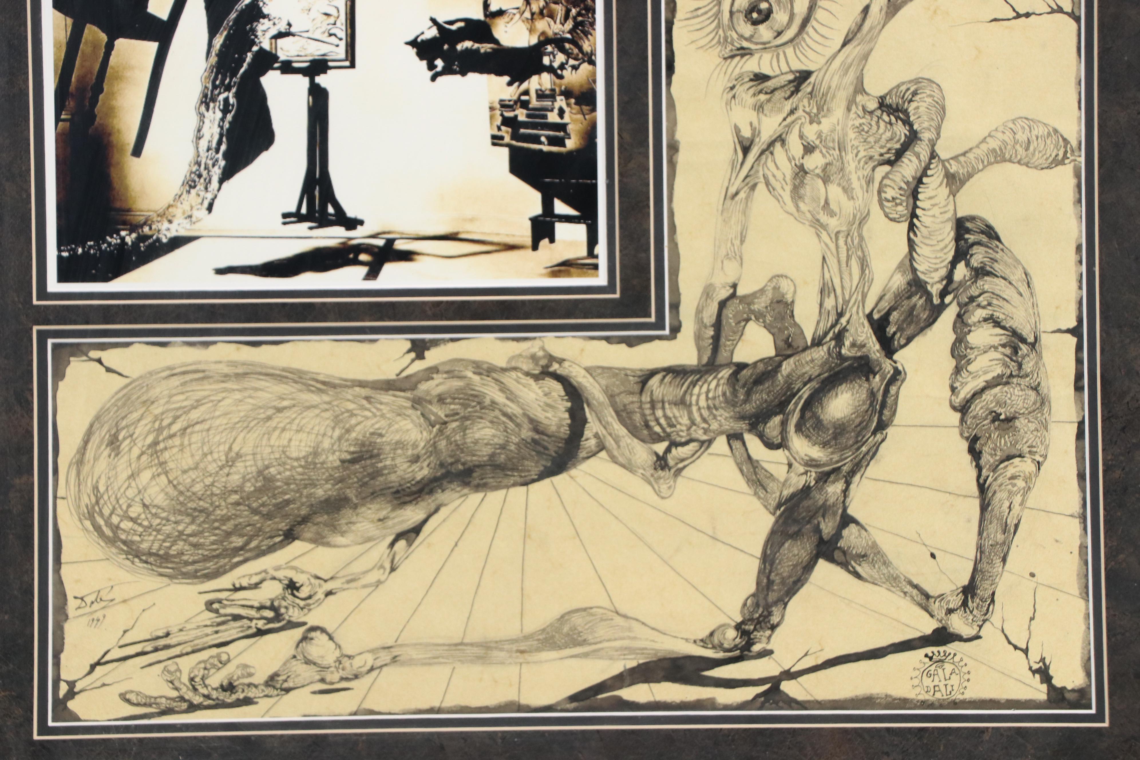 Salvador Dalí Surrealist Ink Drawing, 1949