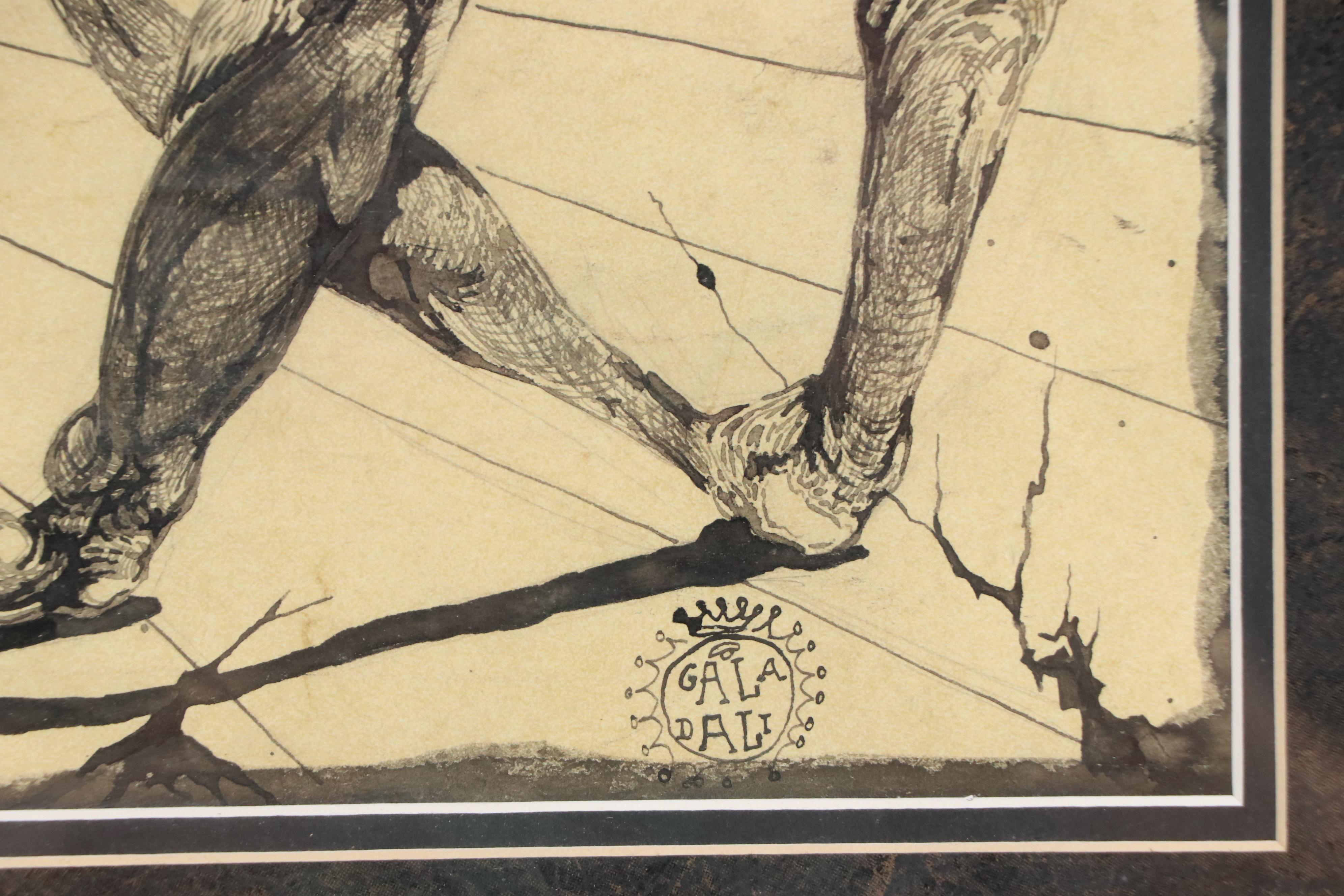 Salvador Dalí Surrealist Ink Drawing, 1949