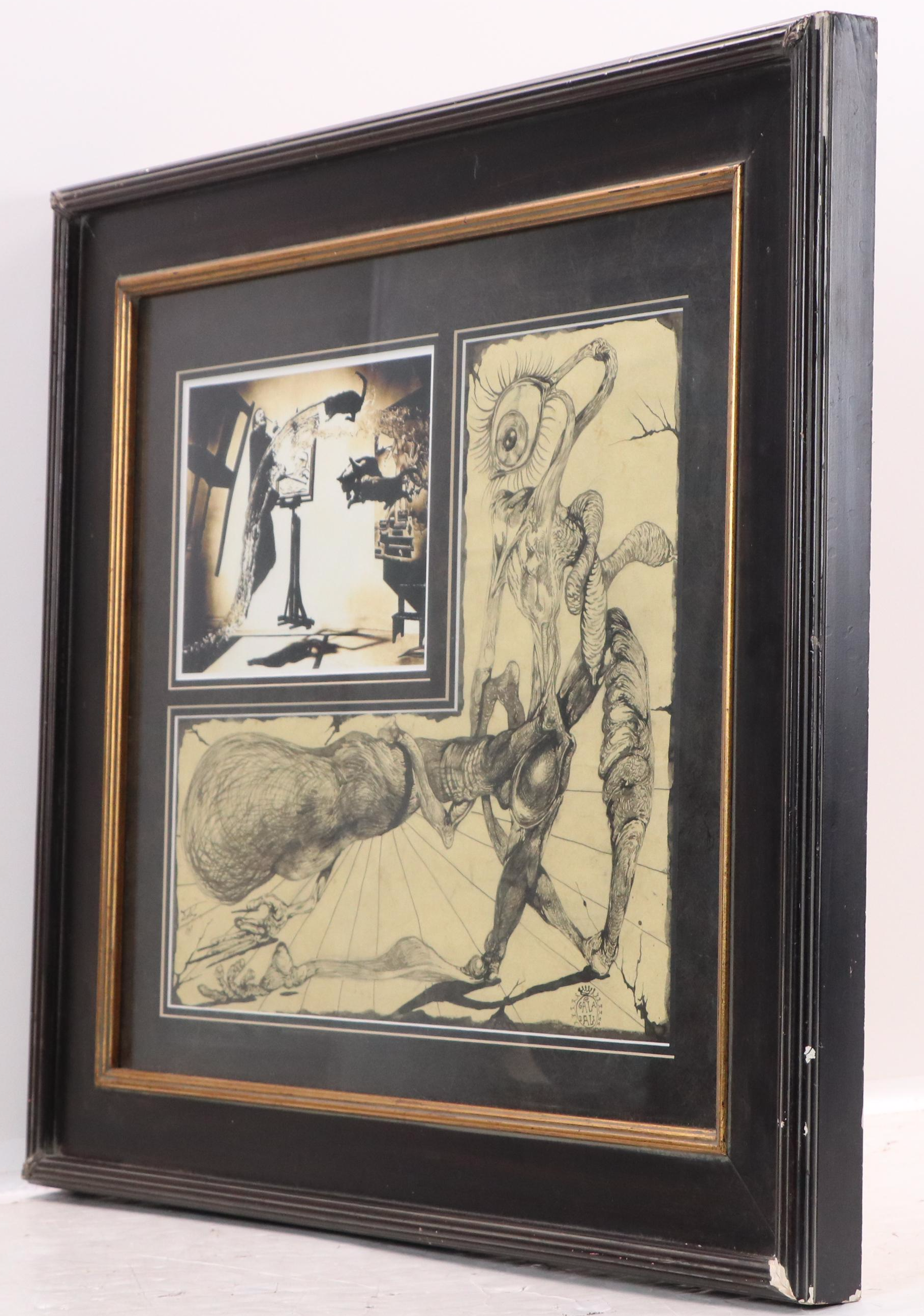 Salvador Dalí Surrealist Ink Drawing, 1949