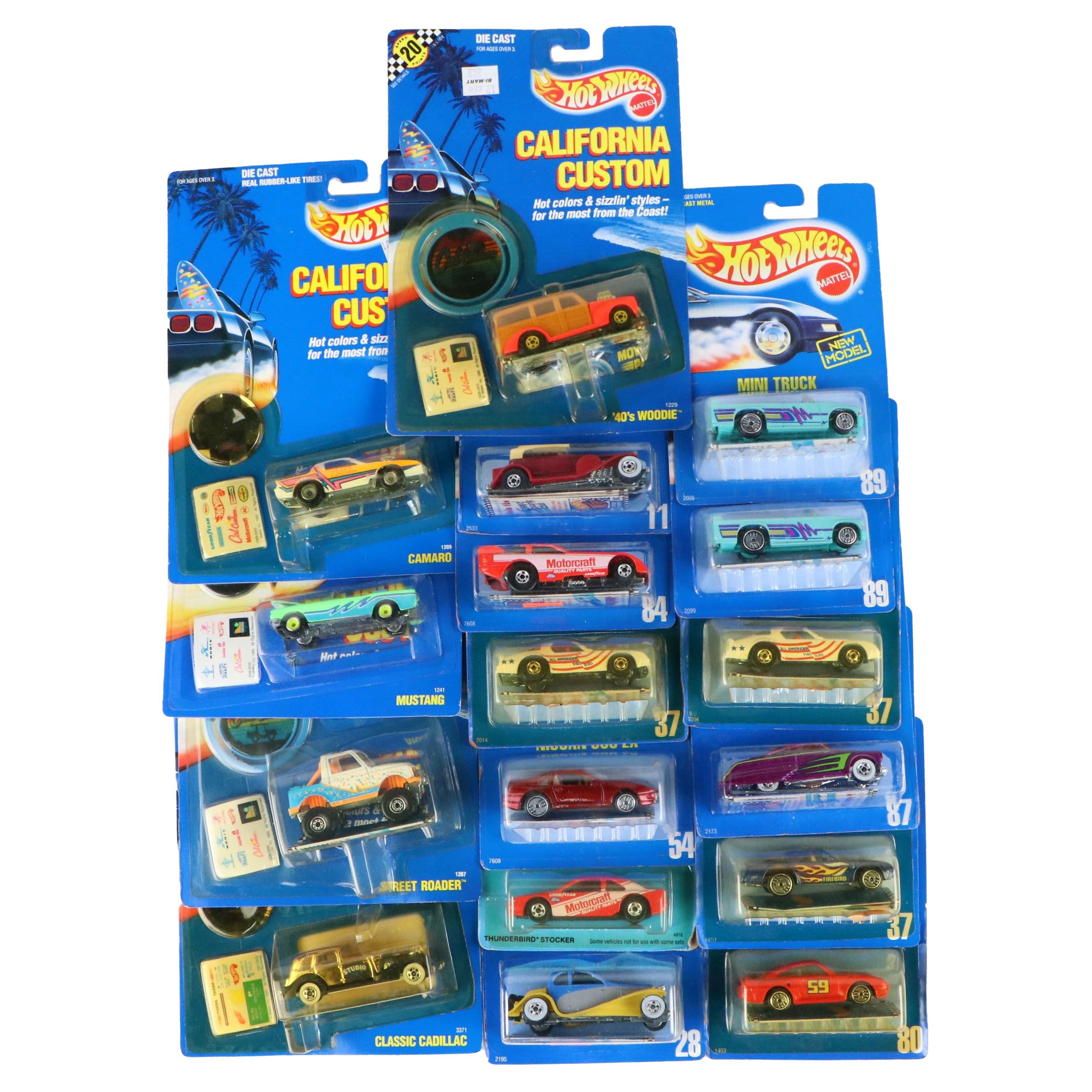 Hot Wheels "Hot Bird," "Mini Truck," "Mustang" and More Toy Cars, 1989