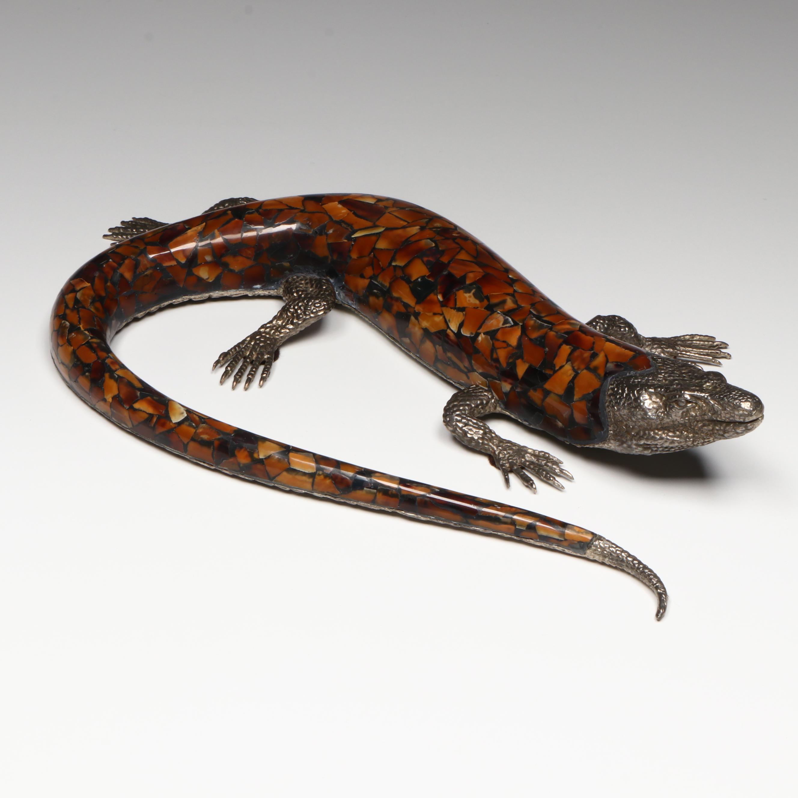 Maitland-Smith Pen Shell and Silver Plate Lizard