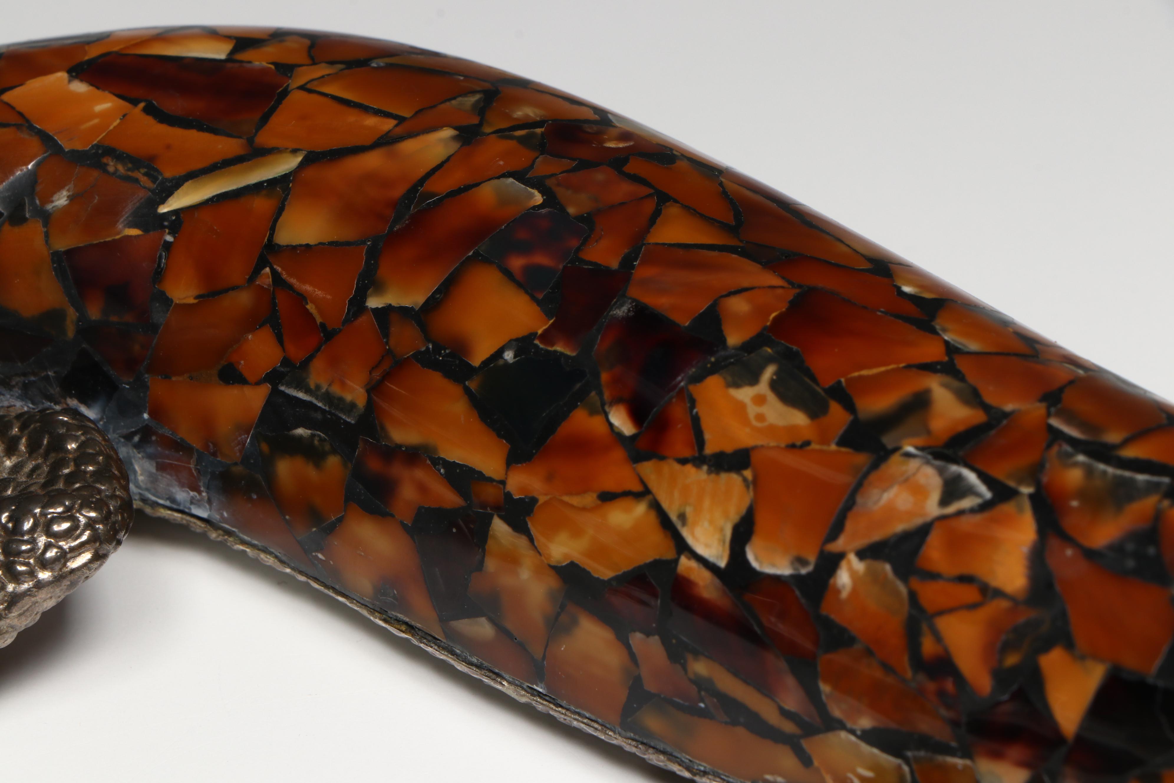 Maitland-Smith Pen Shell and Silver Plate Lizard