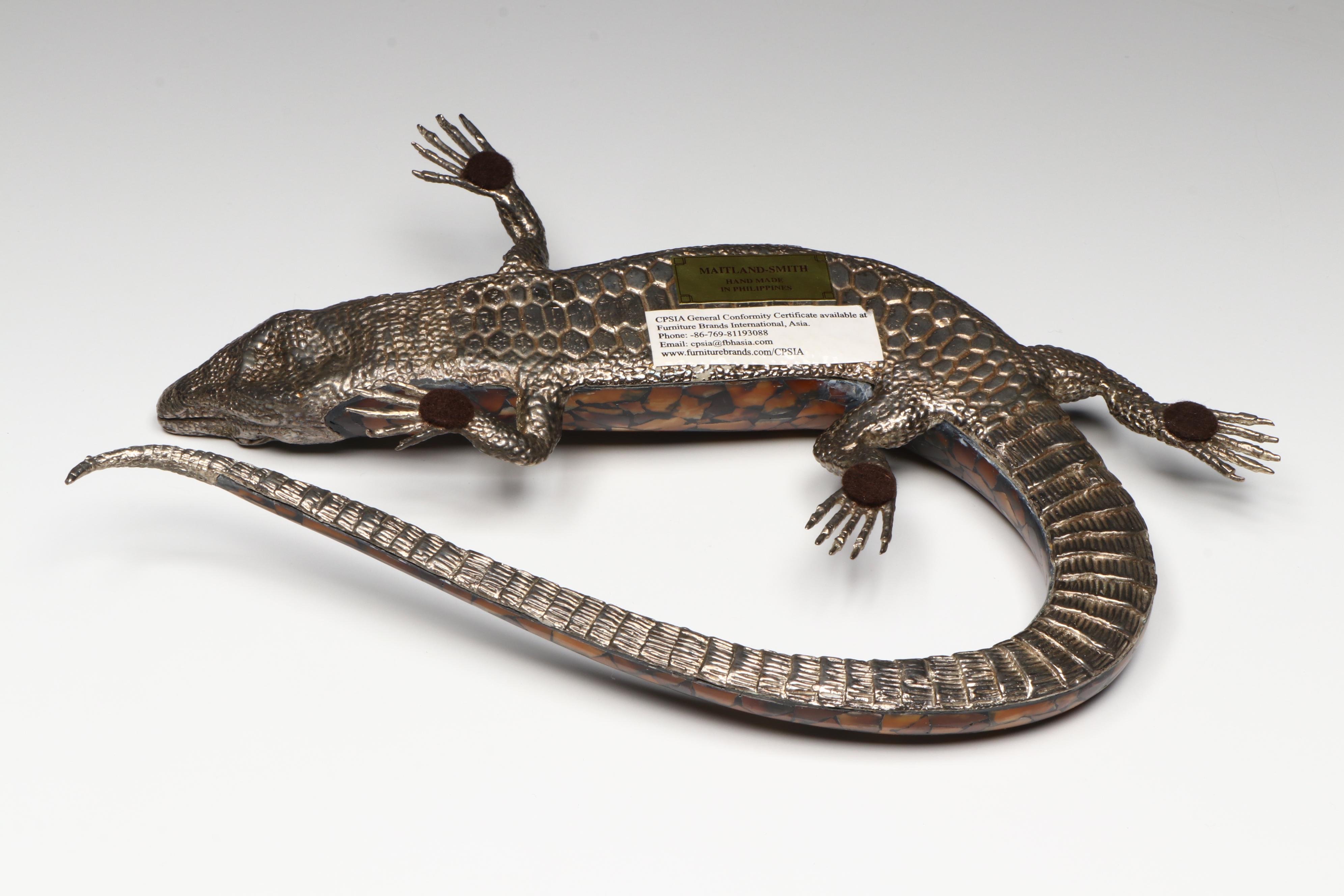 Maitland-Smith Pen Shell and Silver Plate Lizard