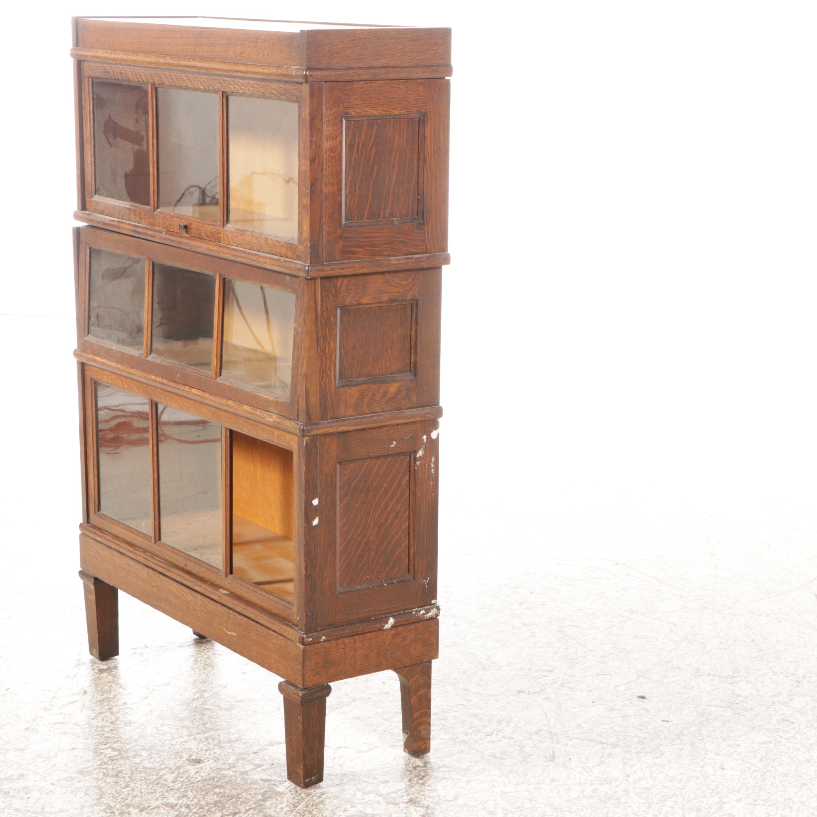 Edwardian Style Oak Three-Tier Barrister's Bookcase, Early to Mid-20th Century