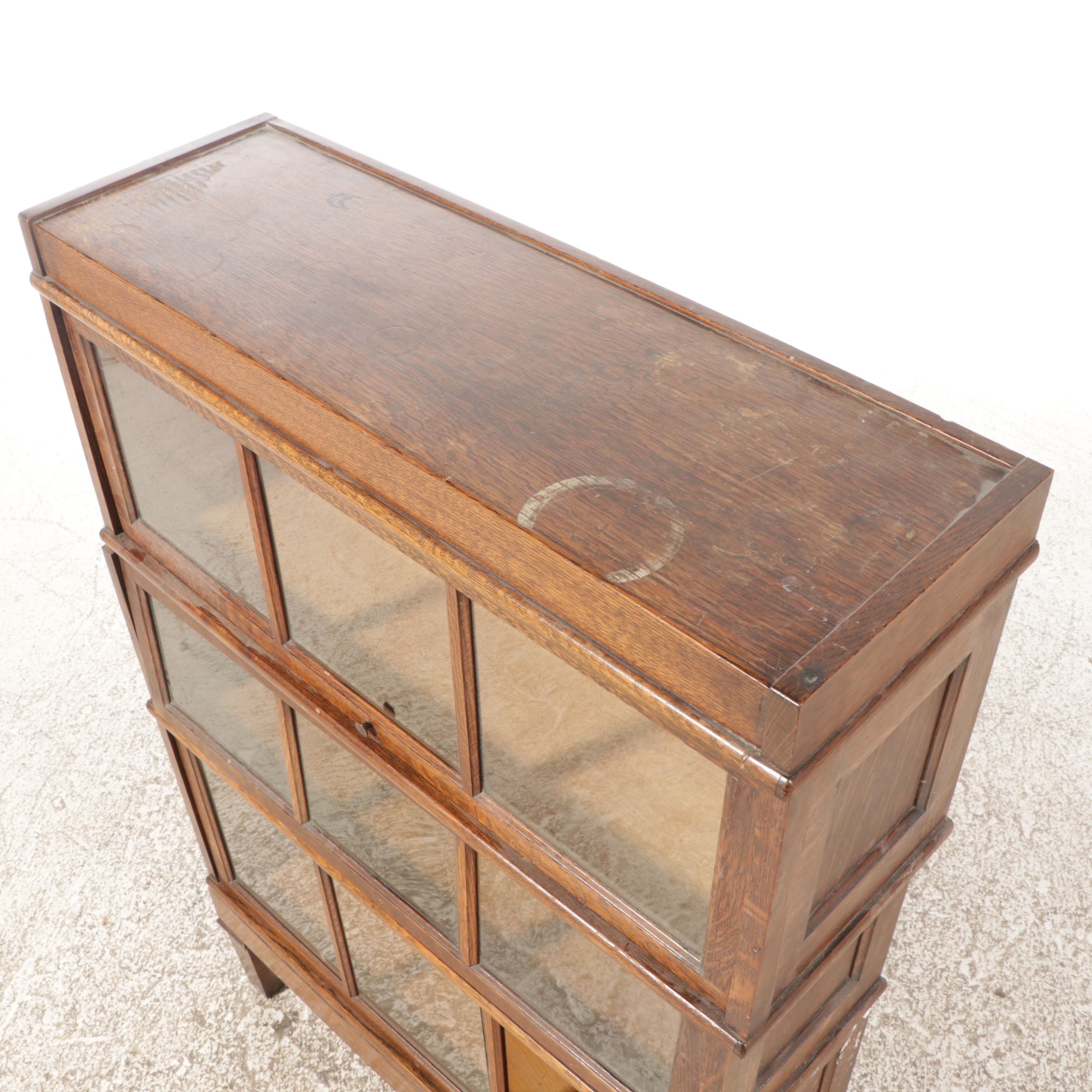 Edwardian Style Oak Three-Tier Barrister's Bookcase, Early to Mid-20th Century