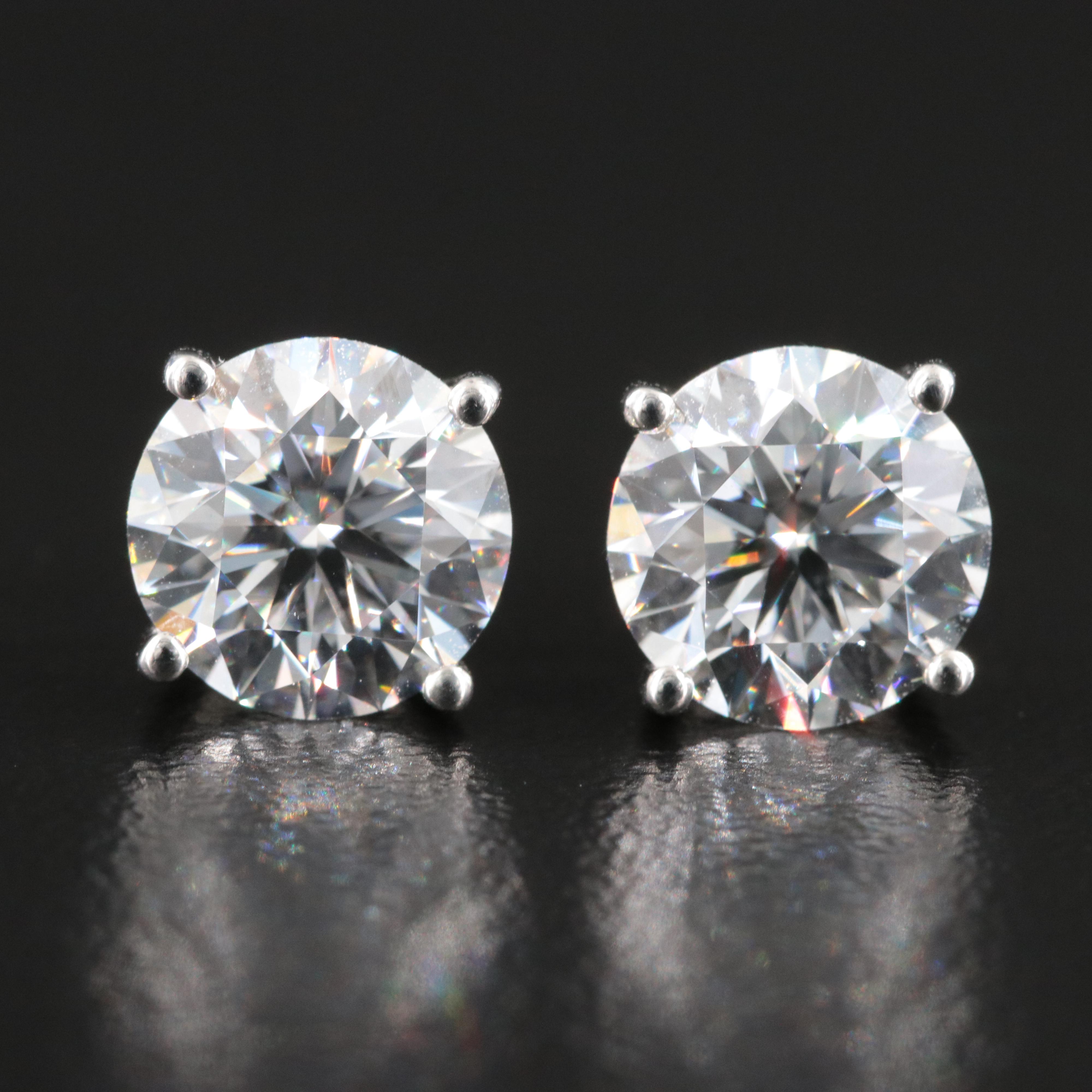 Platinum 3.55 CTW Lab Grown Diamond Stud Earrings with IGI Reports