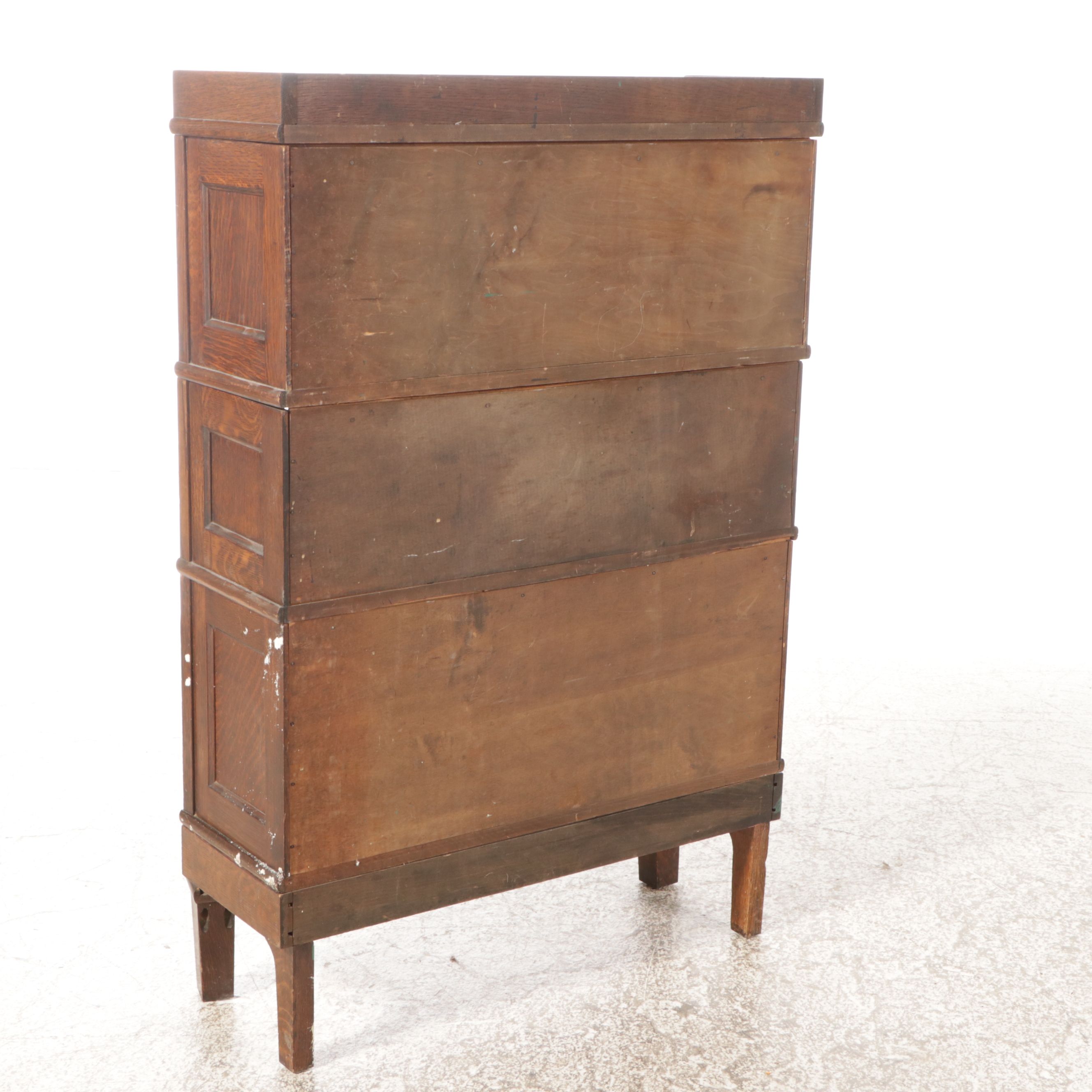 Edwardian Style Oak Three-Tier Barrister's Bookcase, Early to Mid-20th Century