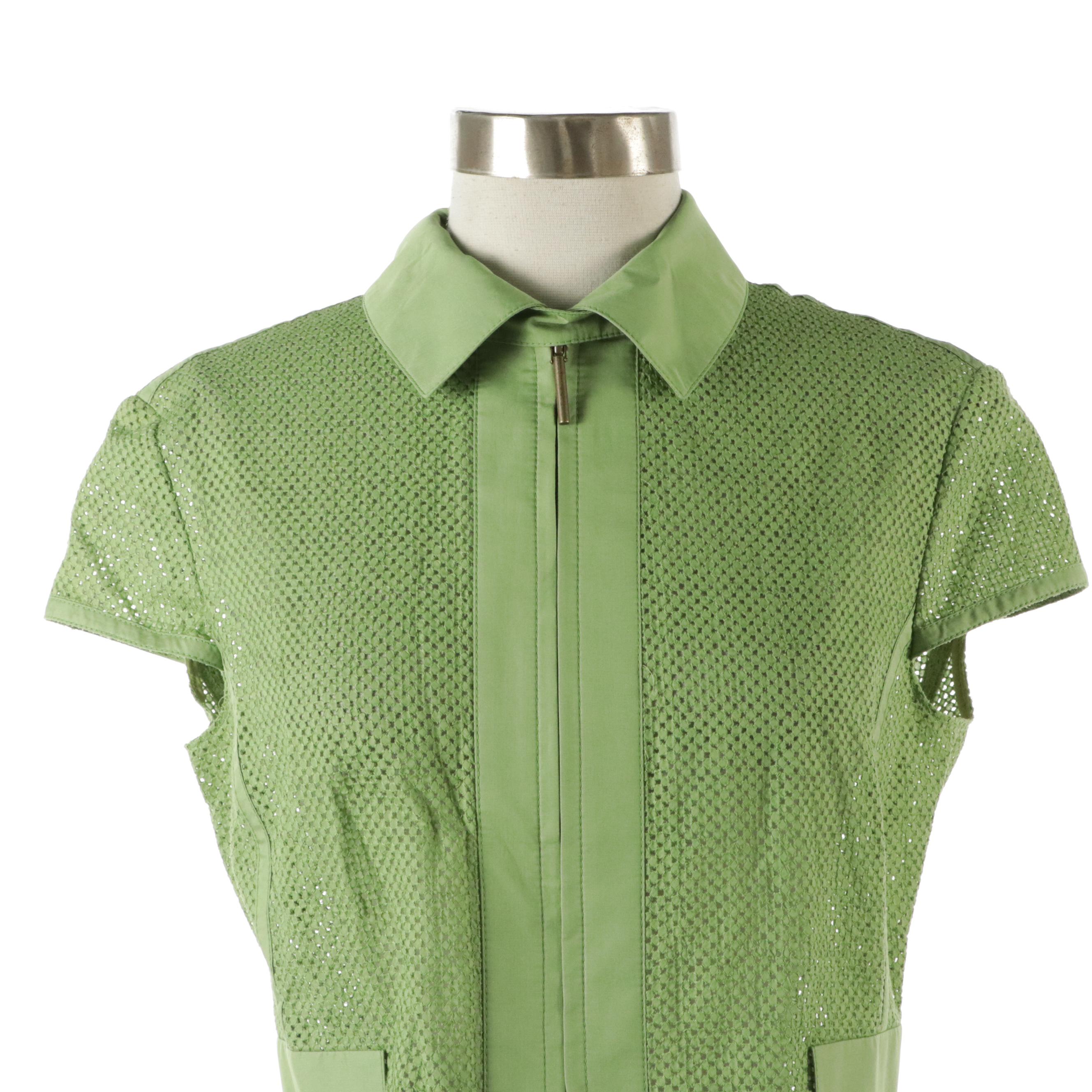 Les Copains Pleated Skirt and Knit Top with Akris punto Crop Jacket