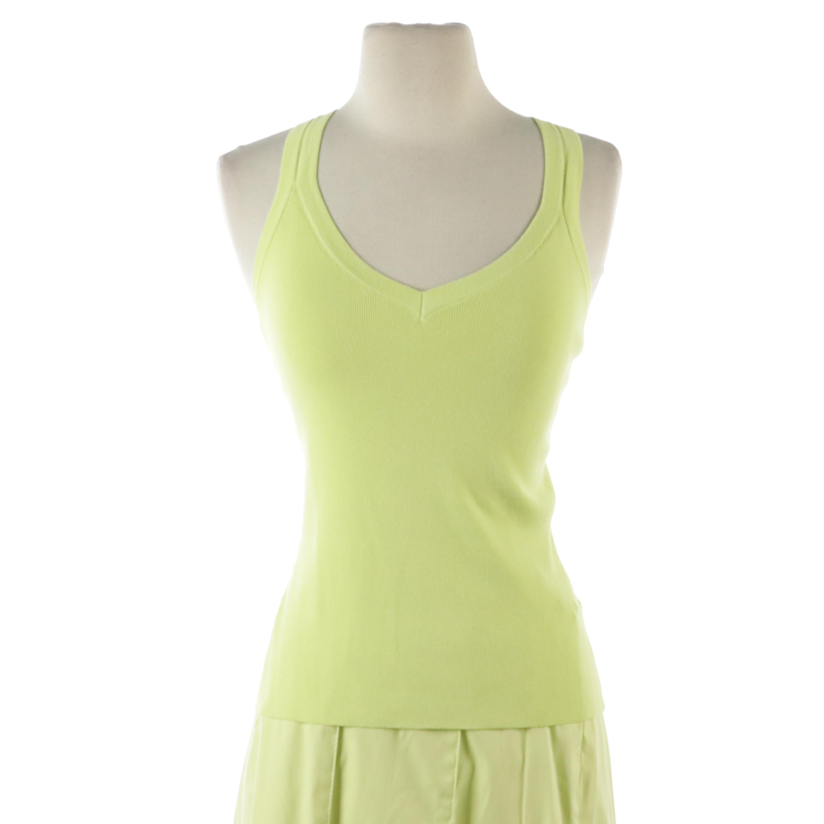 Les Copains Pleated Skirt and Knit Top with Akris punto Crop Jacket