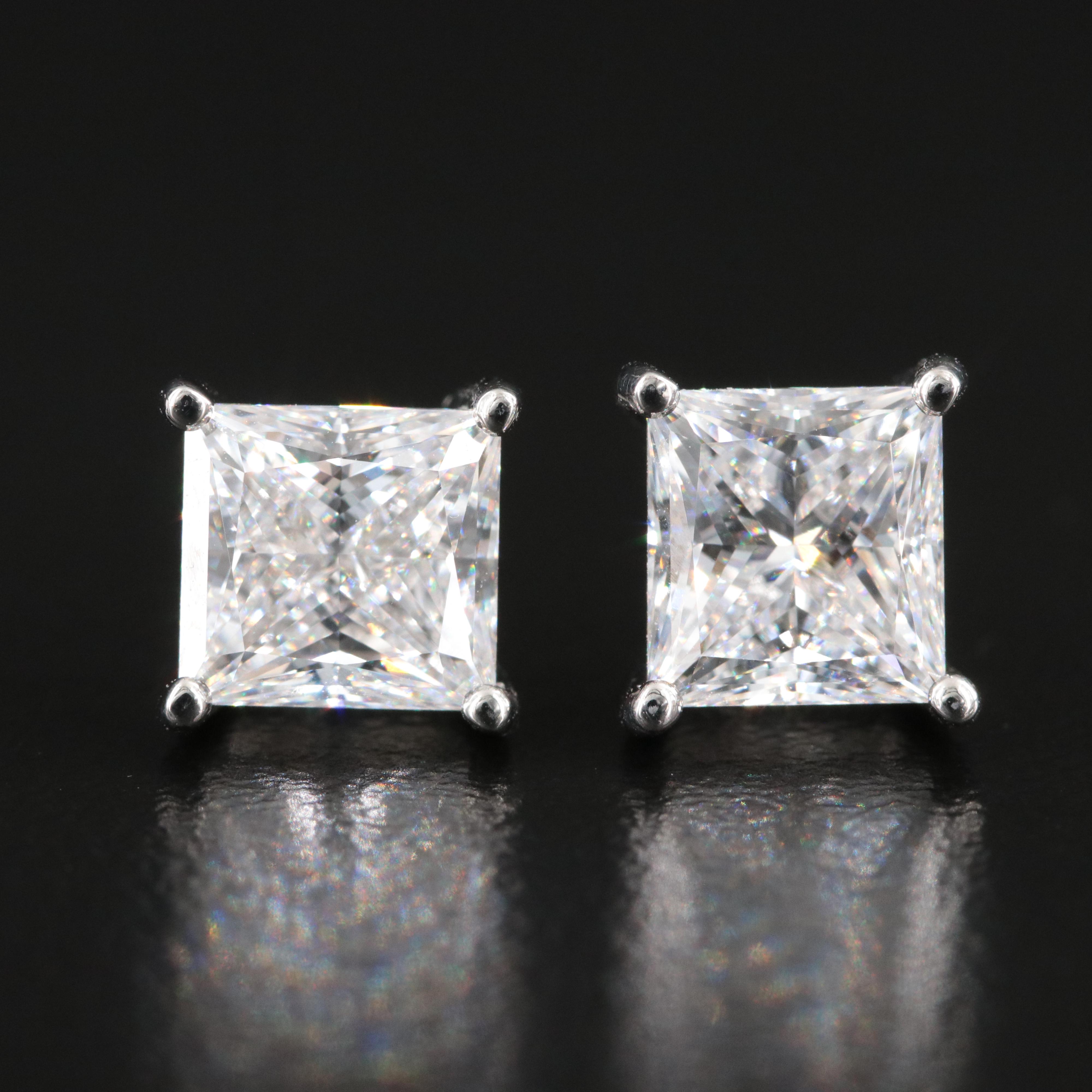 Platinum 3.80 CTW Lab Grown Diamond Stud Earrings with IGI Reports
