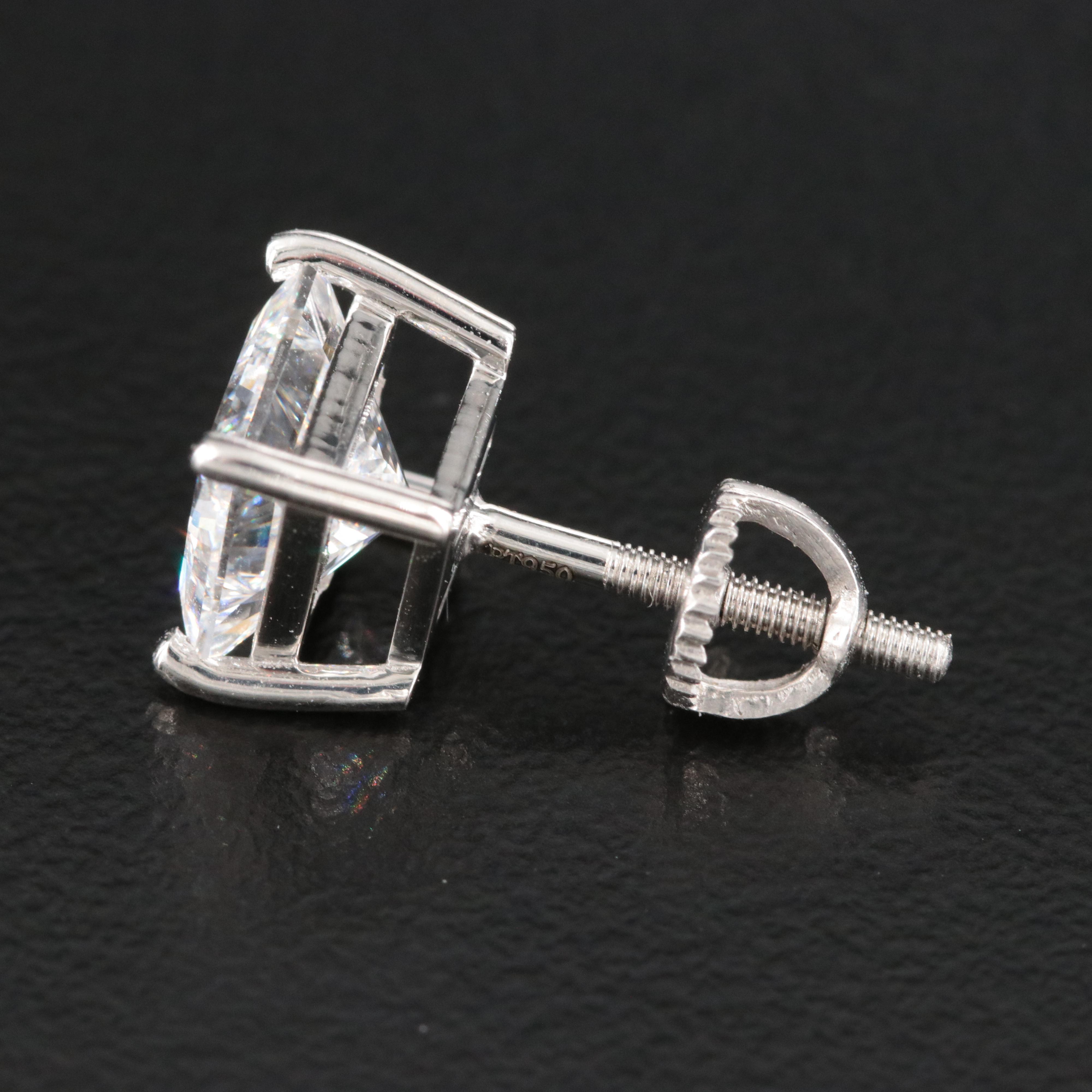 Platinum 3.80 CTW Lab Grown Diamond Stud Earrings with IGI Reports