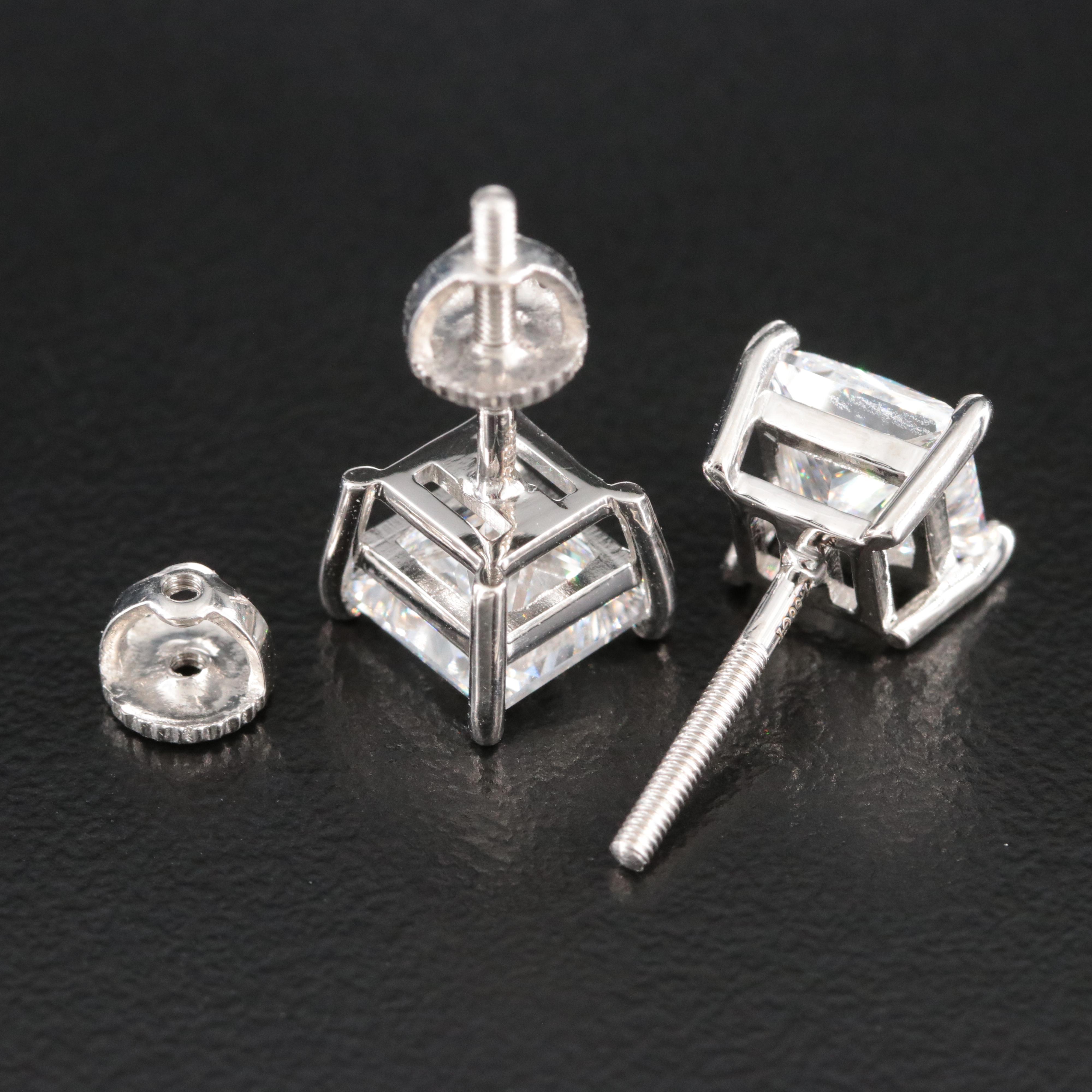 Platinum 3.80 CTW Lab Grown Diamond Stud Earrings with IGI Reports