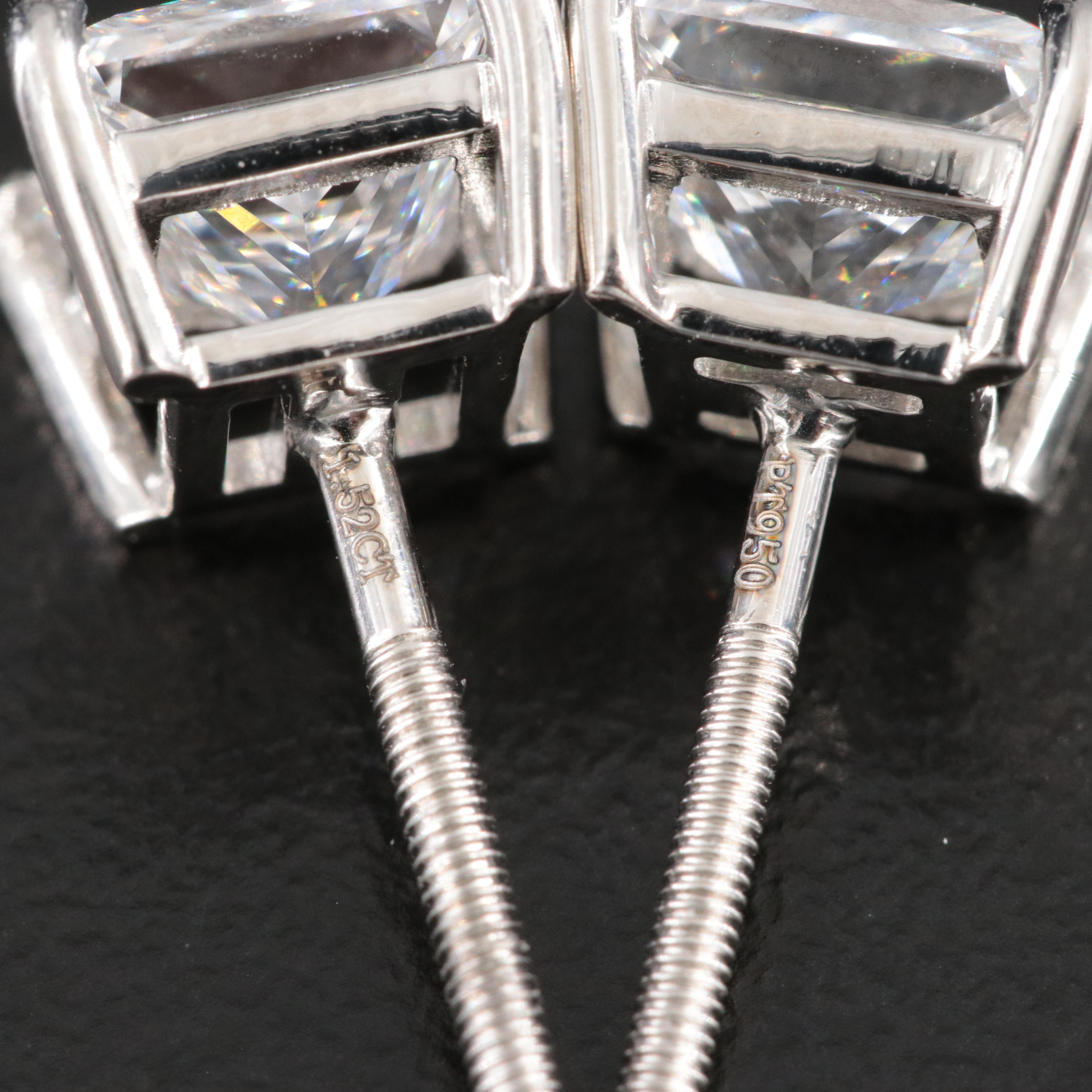 Platinum 3.80 CTW Lab Grown Diamond Stud Earrings with IGI Reports