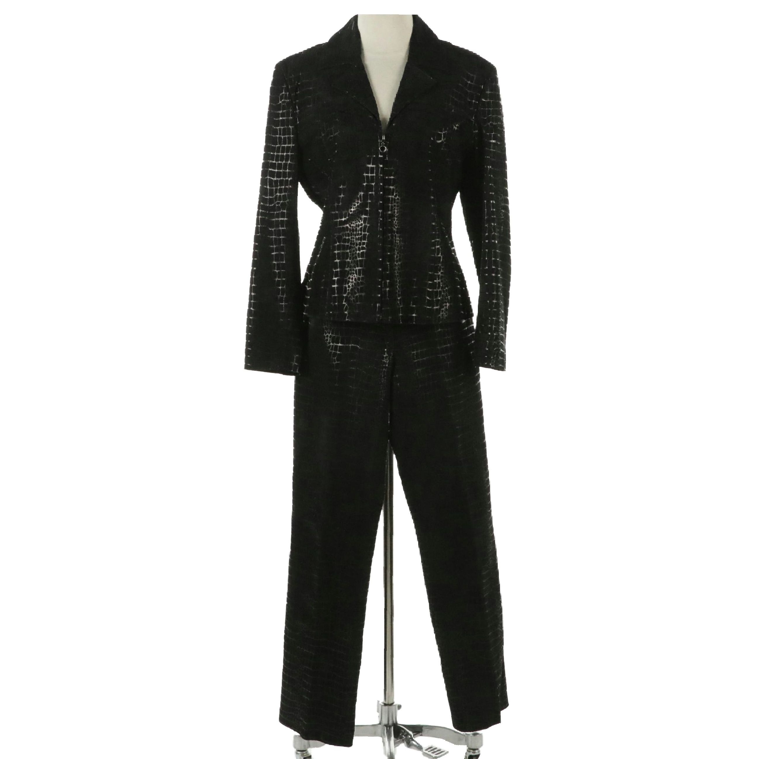 Paolo Santini Vintage Croc Embossed Suede Two-Piece Suit