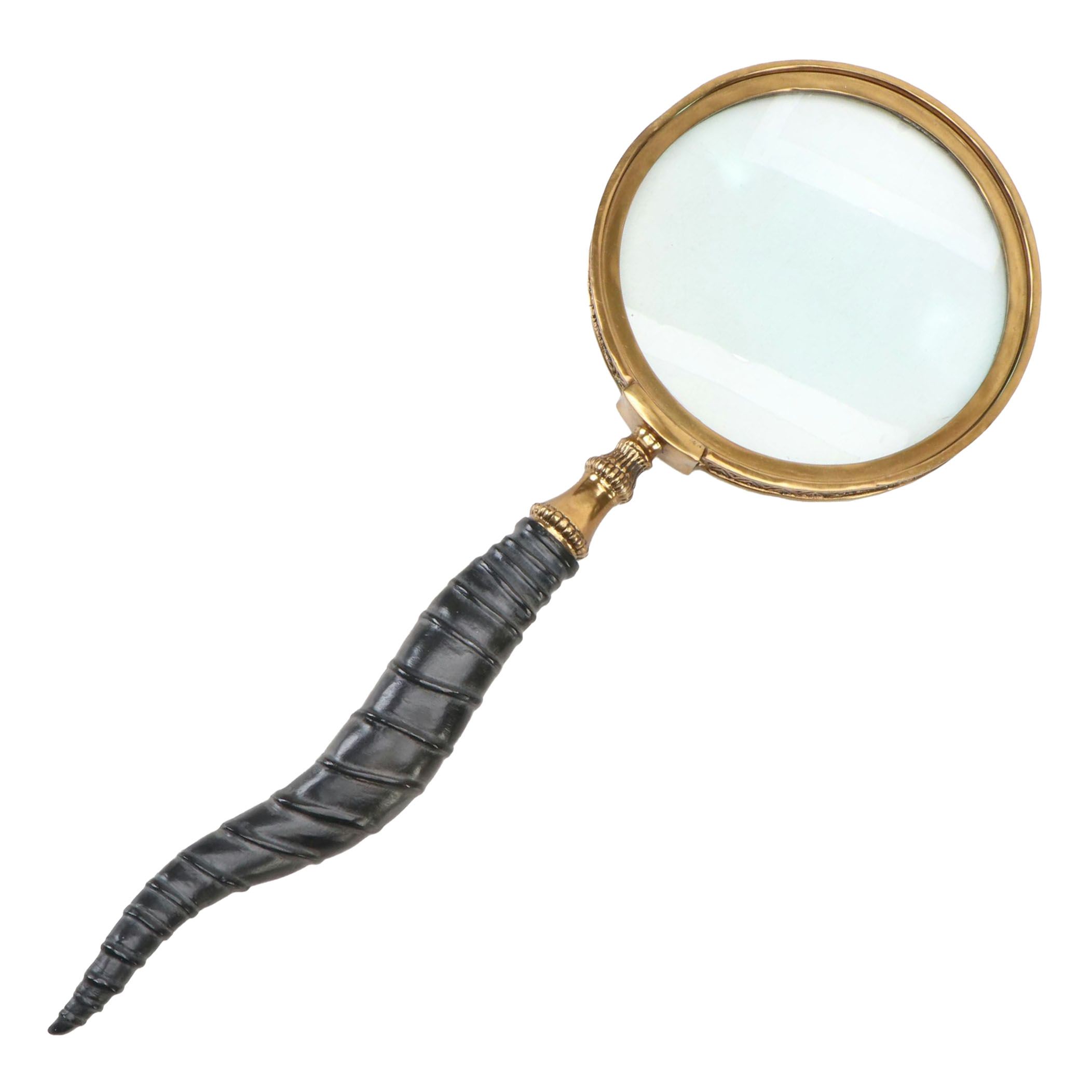 Brass and Faux Horn Magnifying Glass