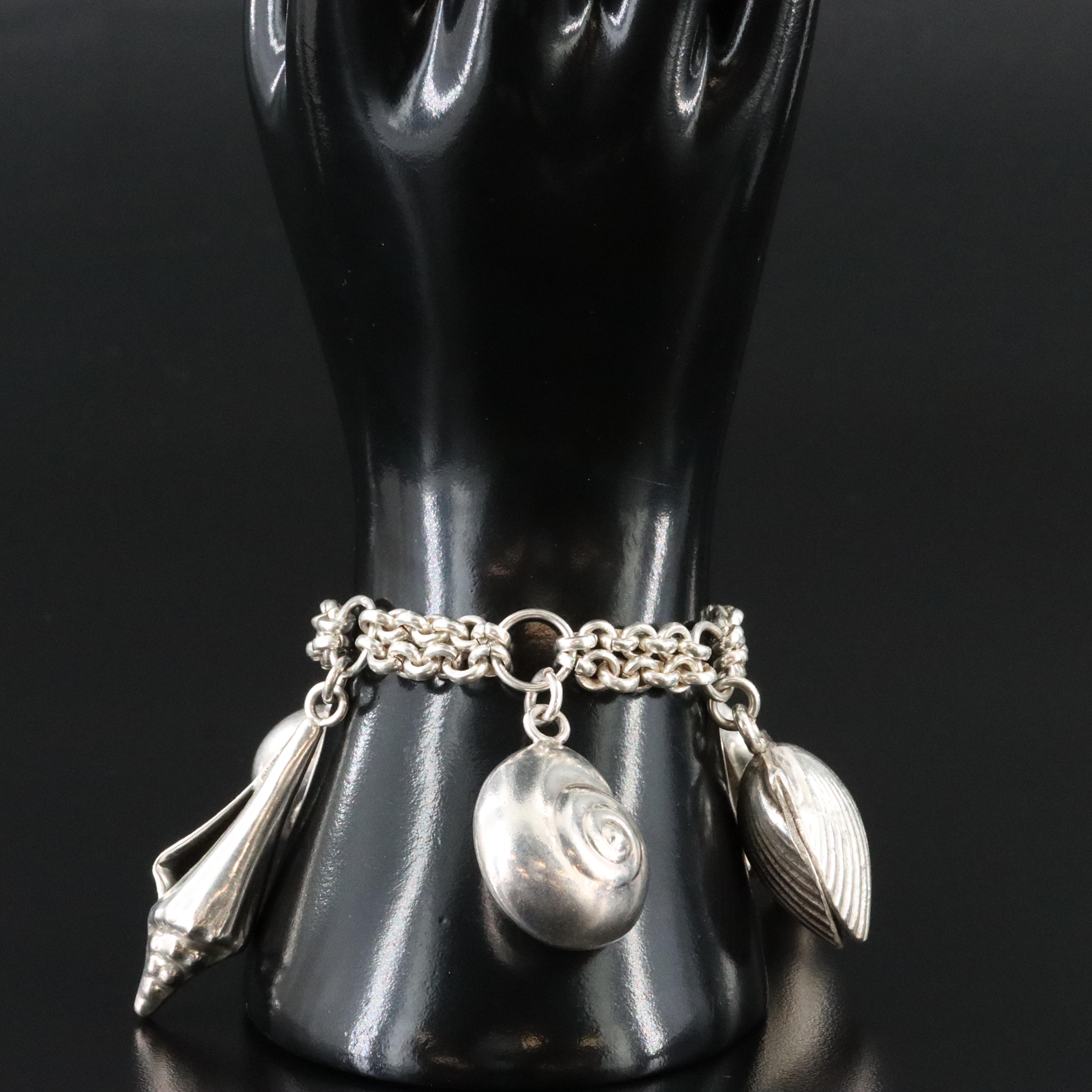Sterling Seashell Charm Bracelet