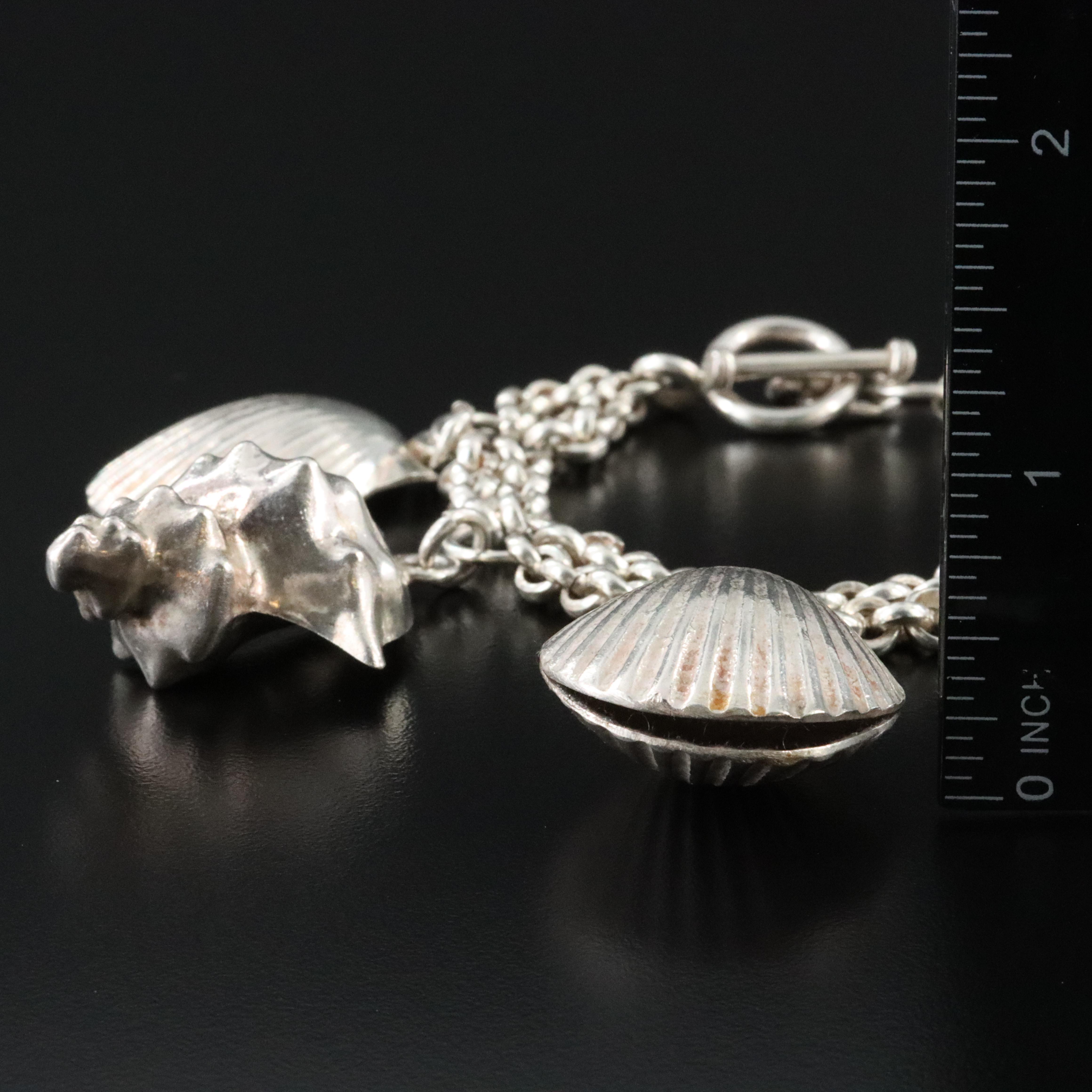 Sterling Seashell Charm Bracelet