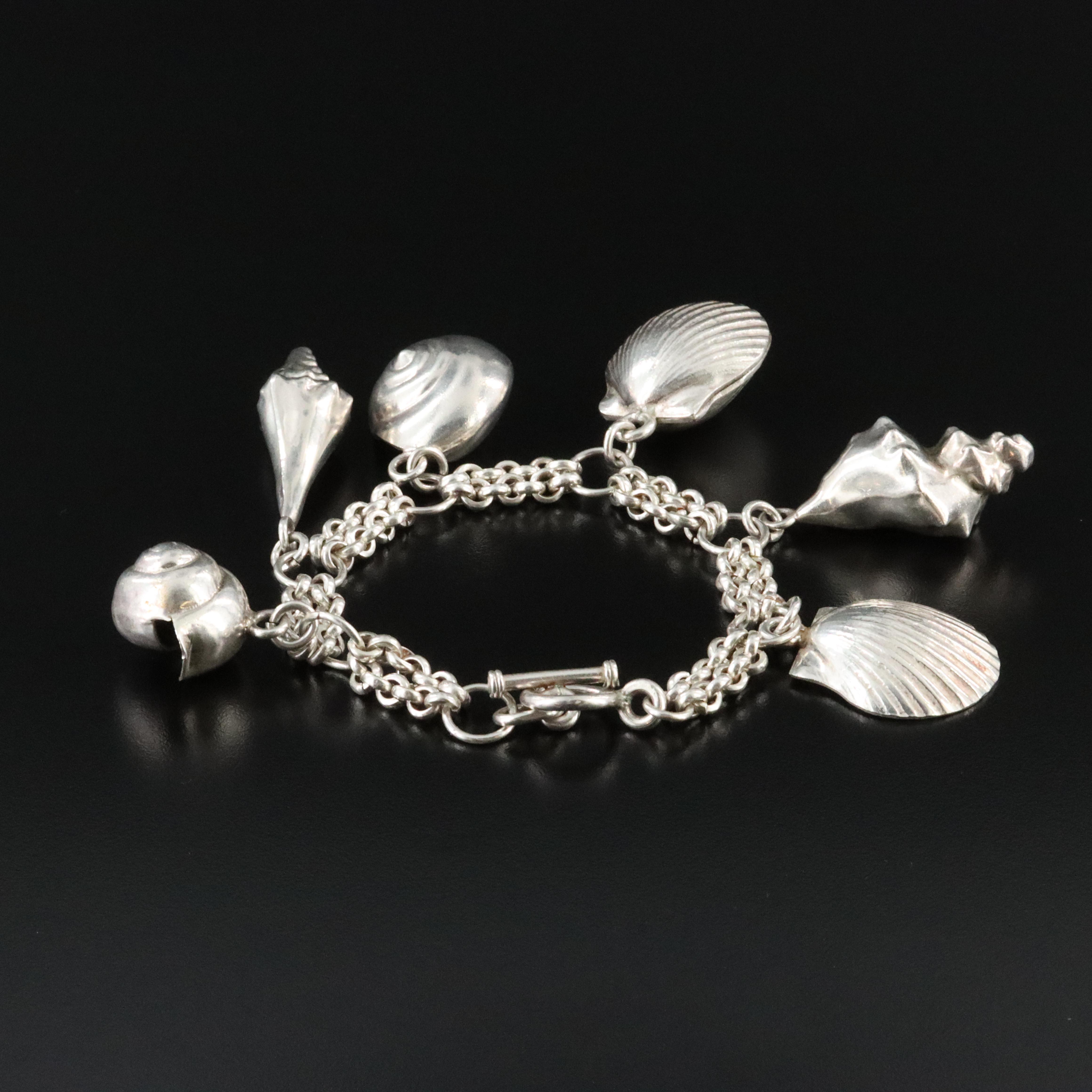 Sterling Seashell Charm Bracelet