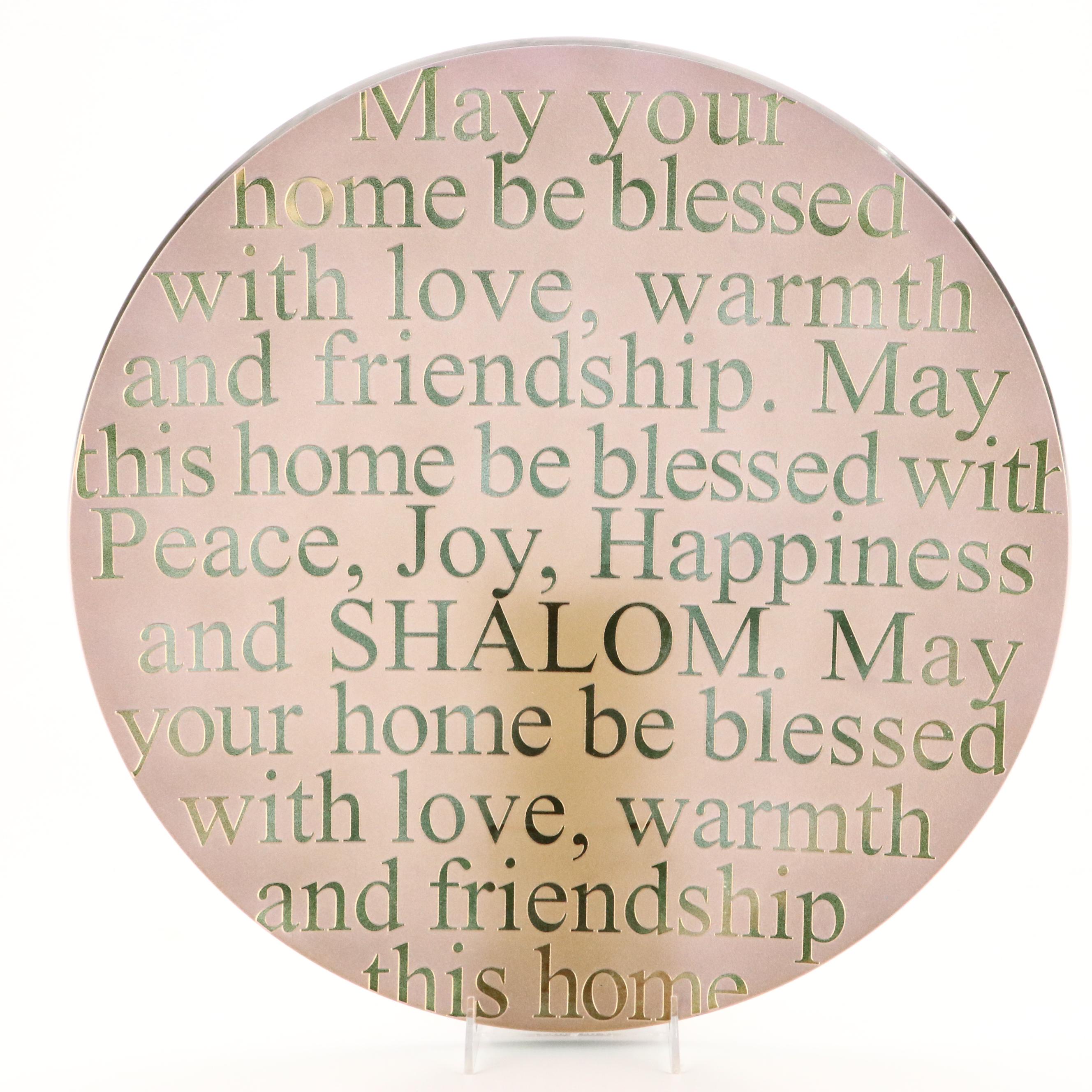 Schlanser Design Studio House Blessing Glass Art Plate, 2007