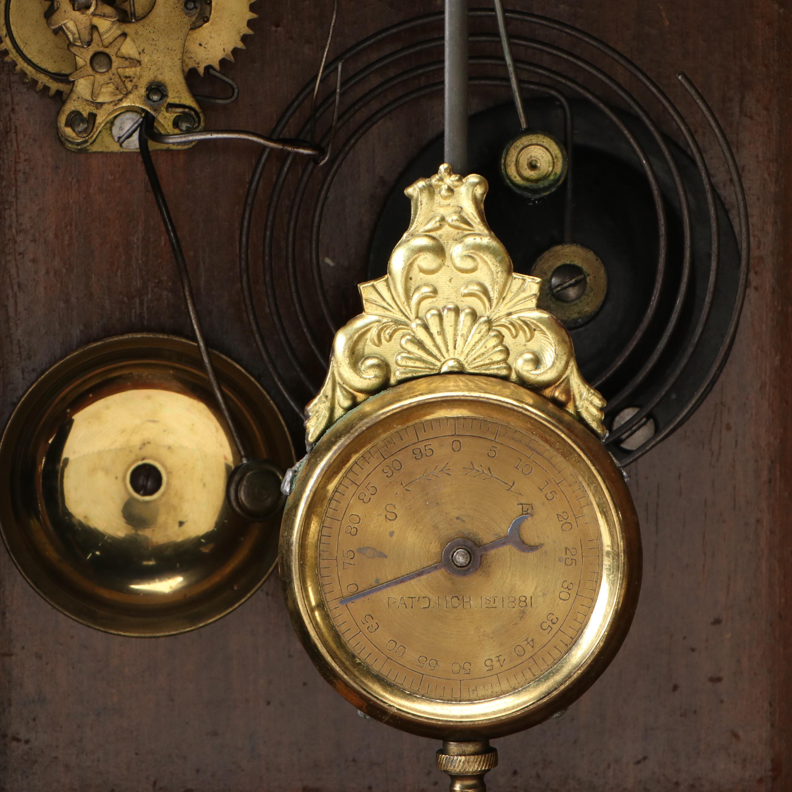 Carved Wood and Gilt Accent Mantel Clock