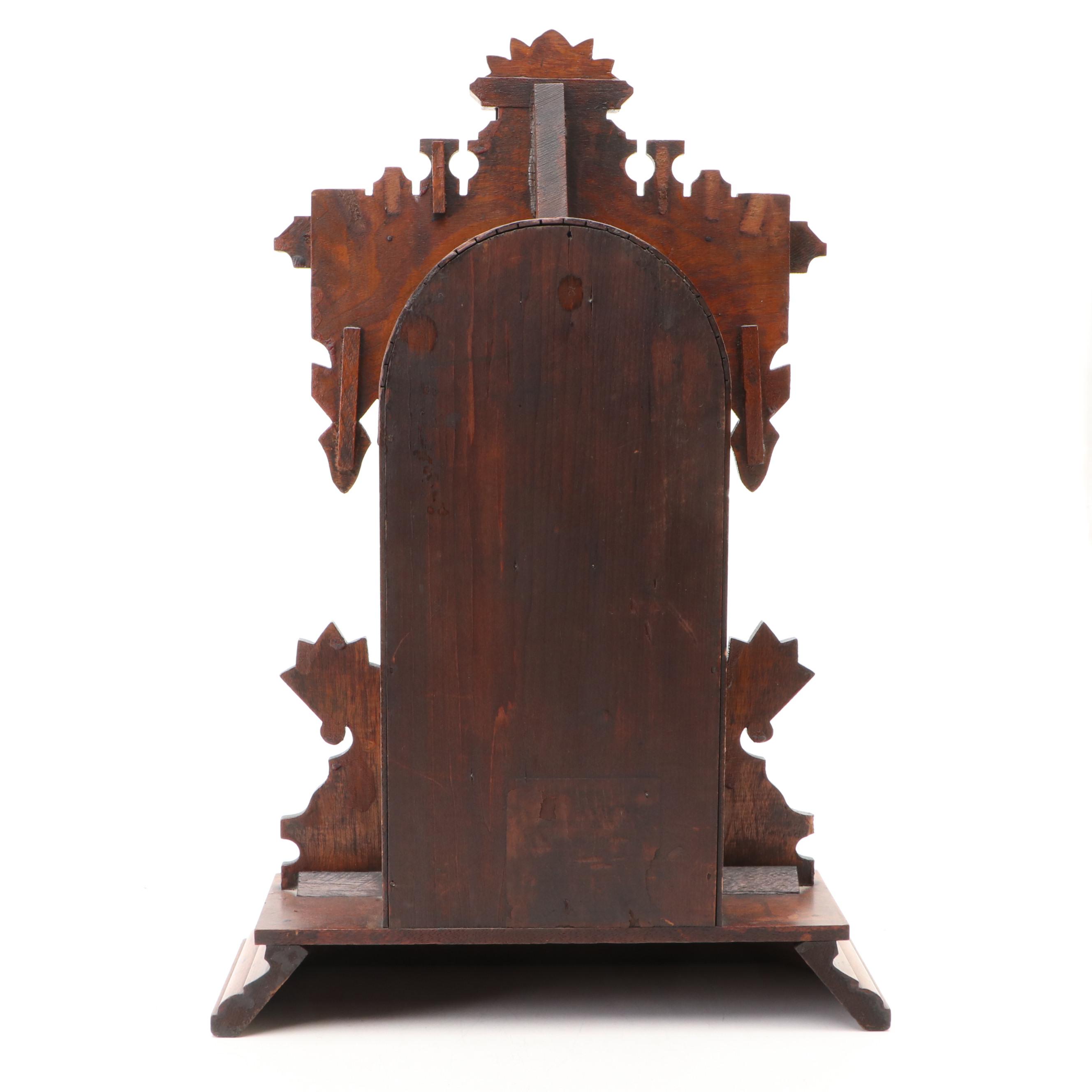 Carved Wood and Gilt Accent Mantel Clock