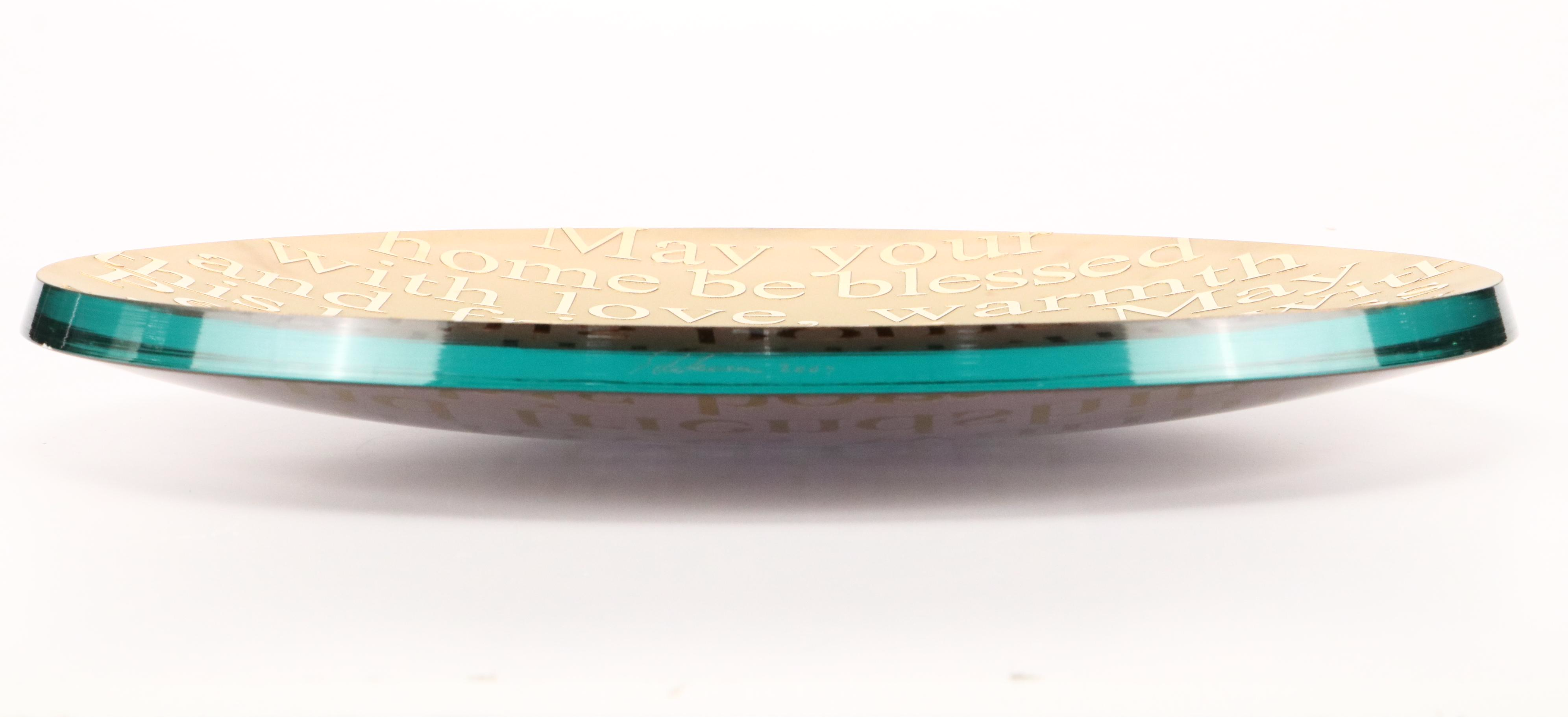 Schlanser Design Studio House Blessing Glass Art Plate, 2007