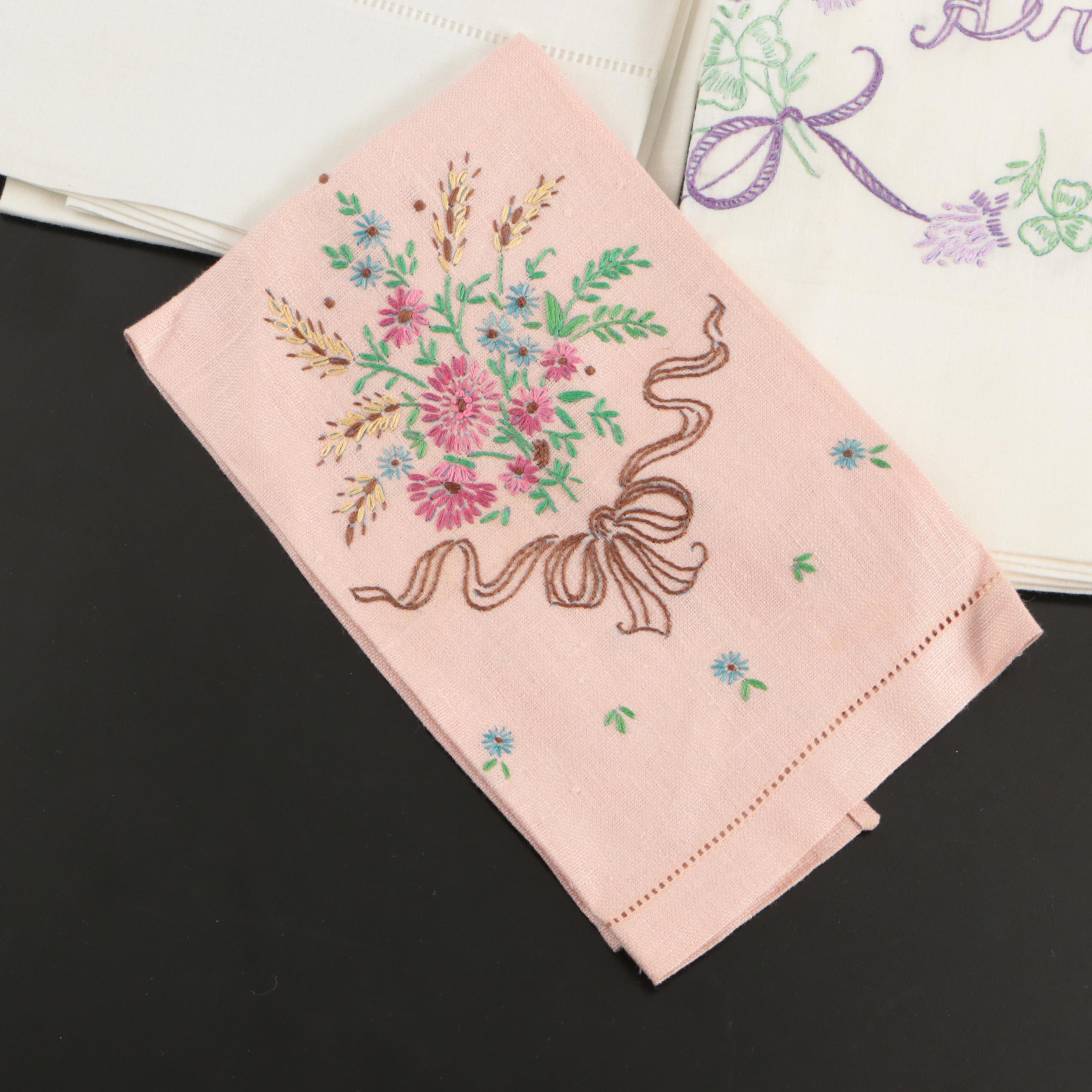 Embroidered Table Napkins and Tea Towels