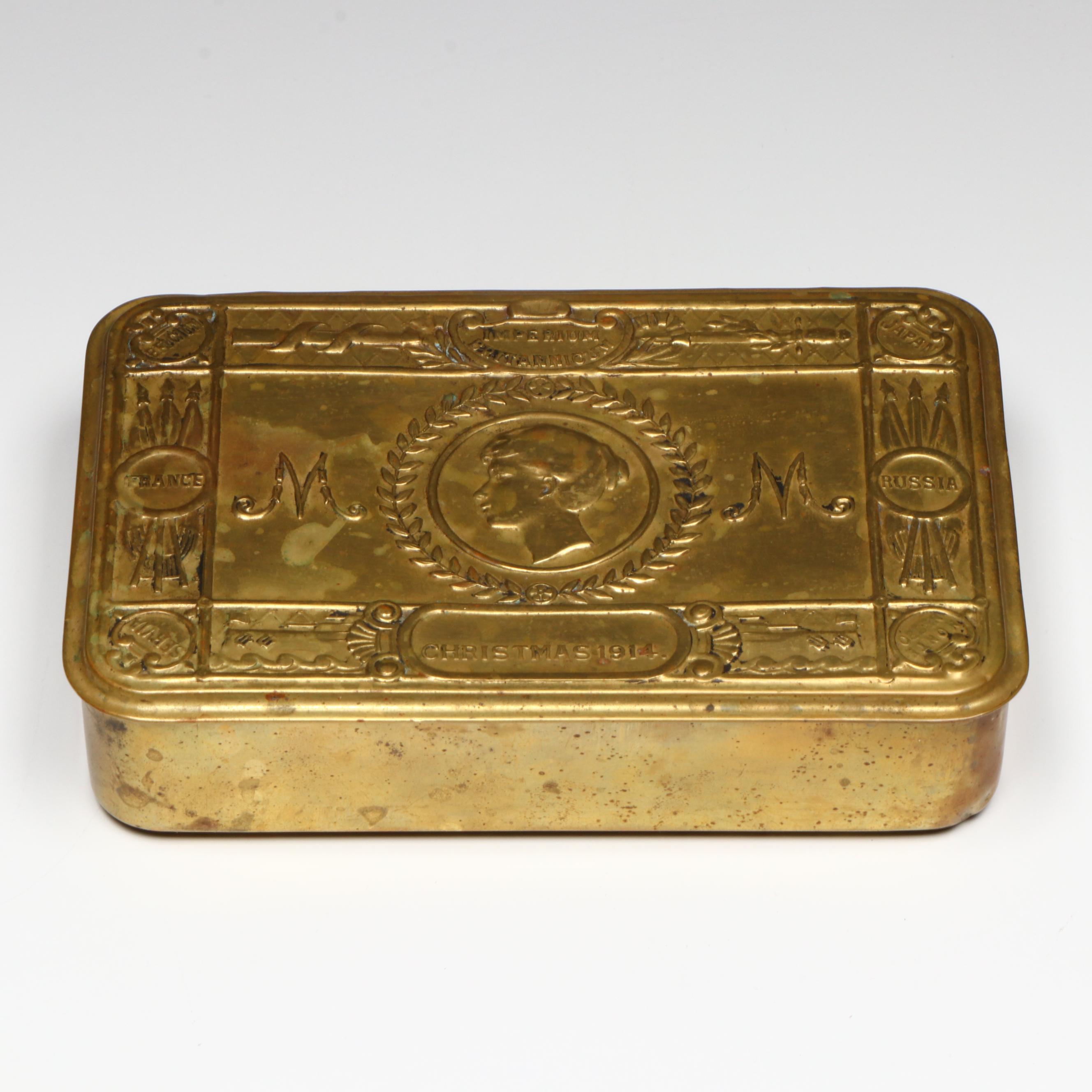 WWI "Imperium Britannicum" Princess Mary Brass Tobacco Gift Box, 1914
