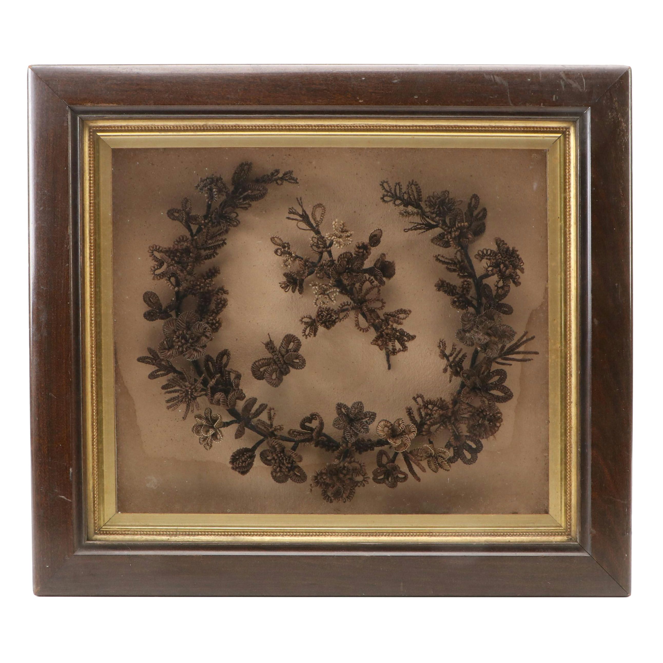 Victorian Mourning Hair Wreath, Late 19th/Early 20th Century