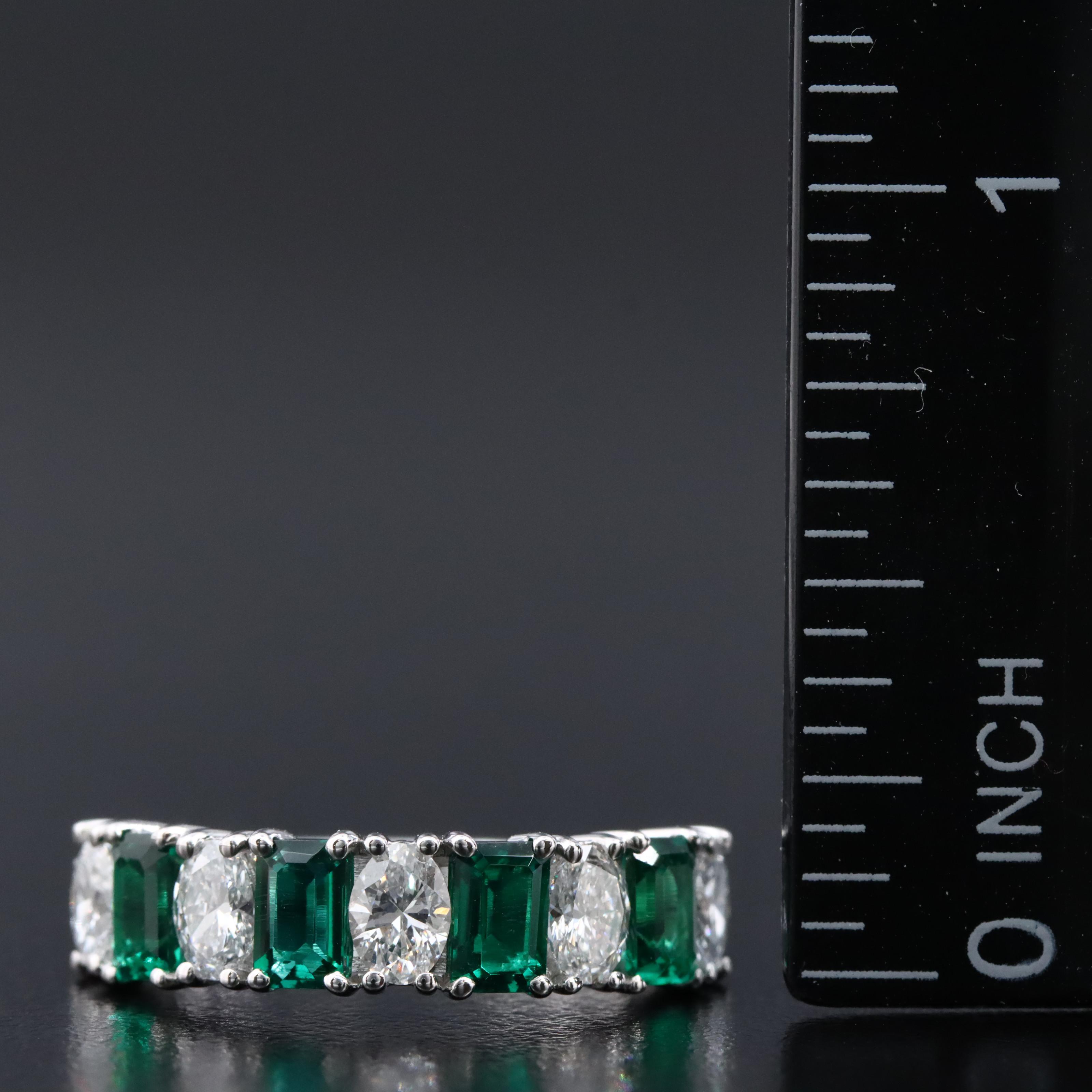 14K 1.08 CTW Lab Grown Diamond and Emerald Ring