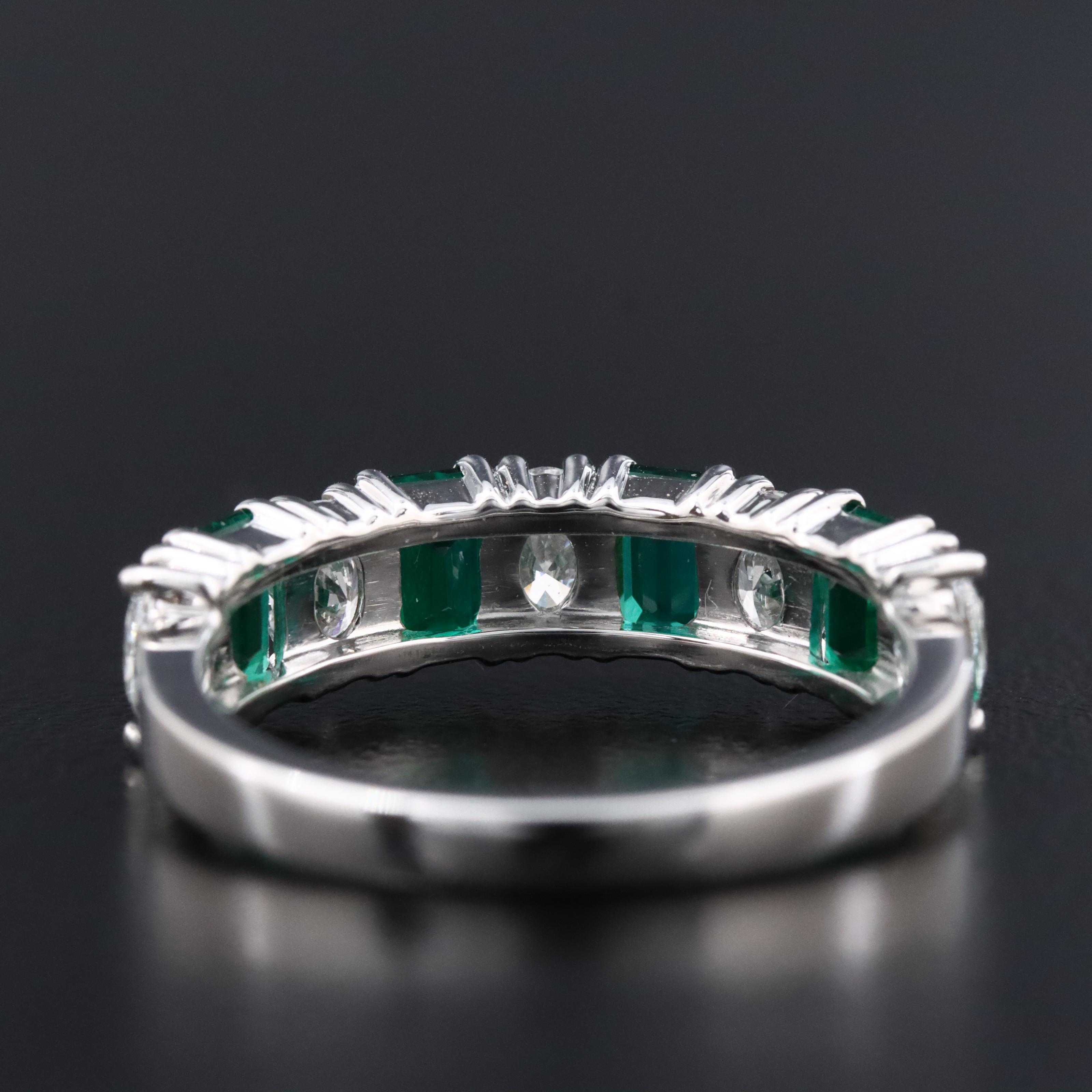 14K 1.08 CTW Lab Grown Diamond and Emerald Ring