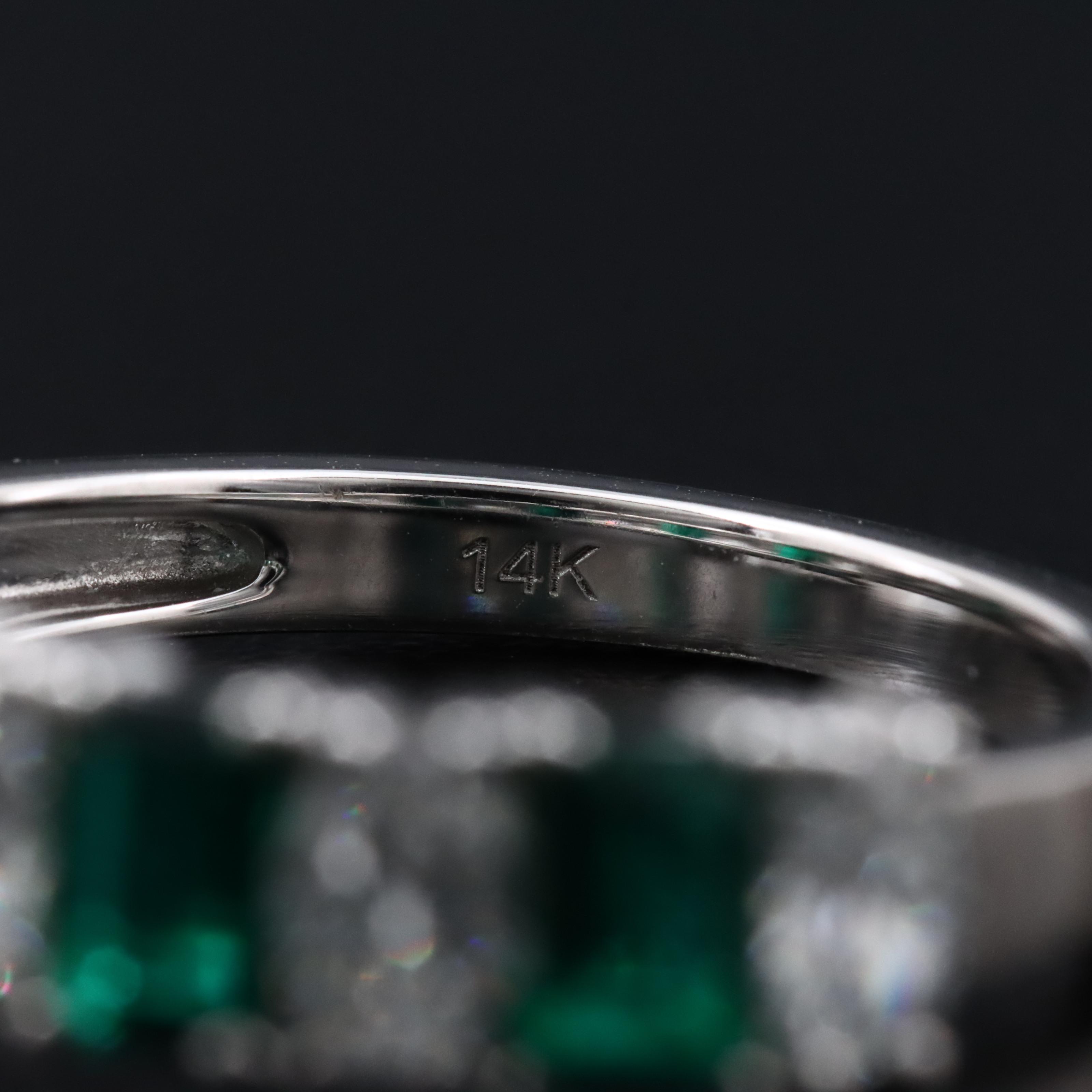 14K 1.08 CTW Lab Grown Diamond and Emerald Ring