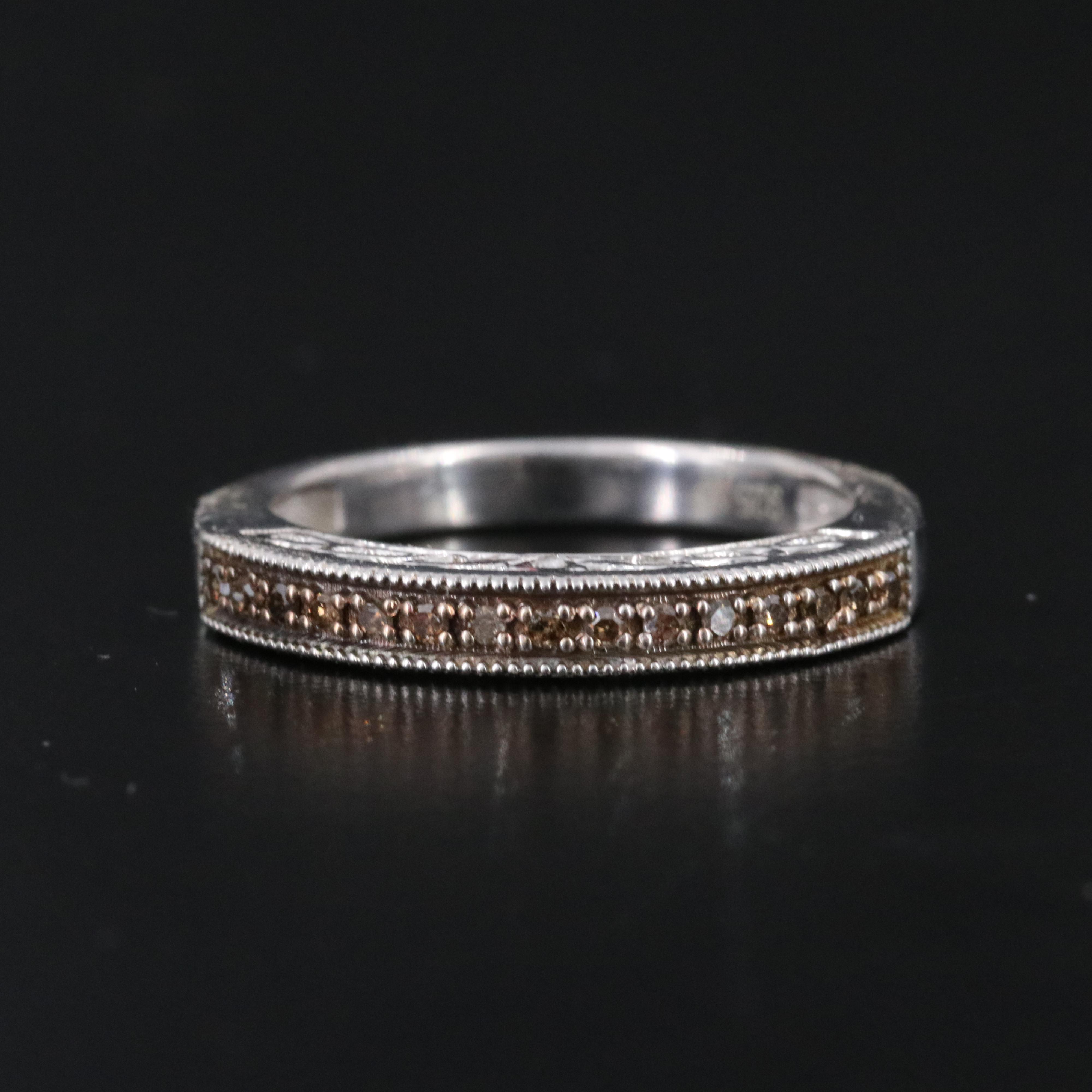 Sterling Diamond Ring Featuring Fancy Brown