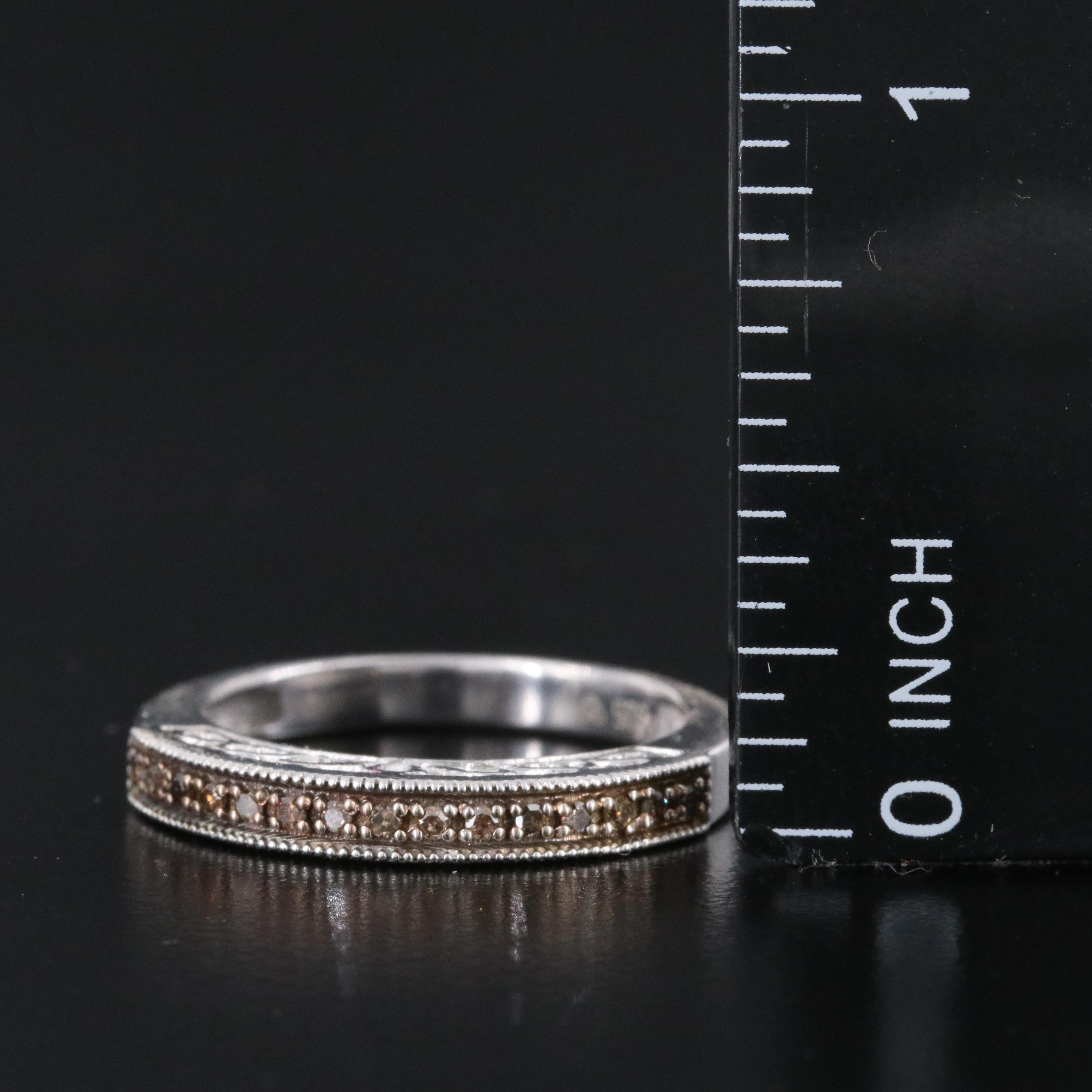 Sterling Diamond Ring Featuring Fancy Brown