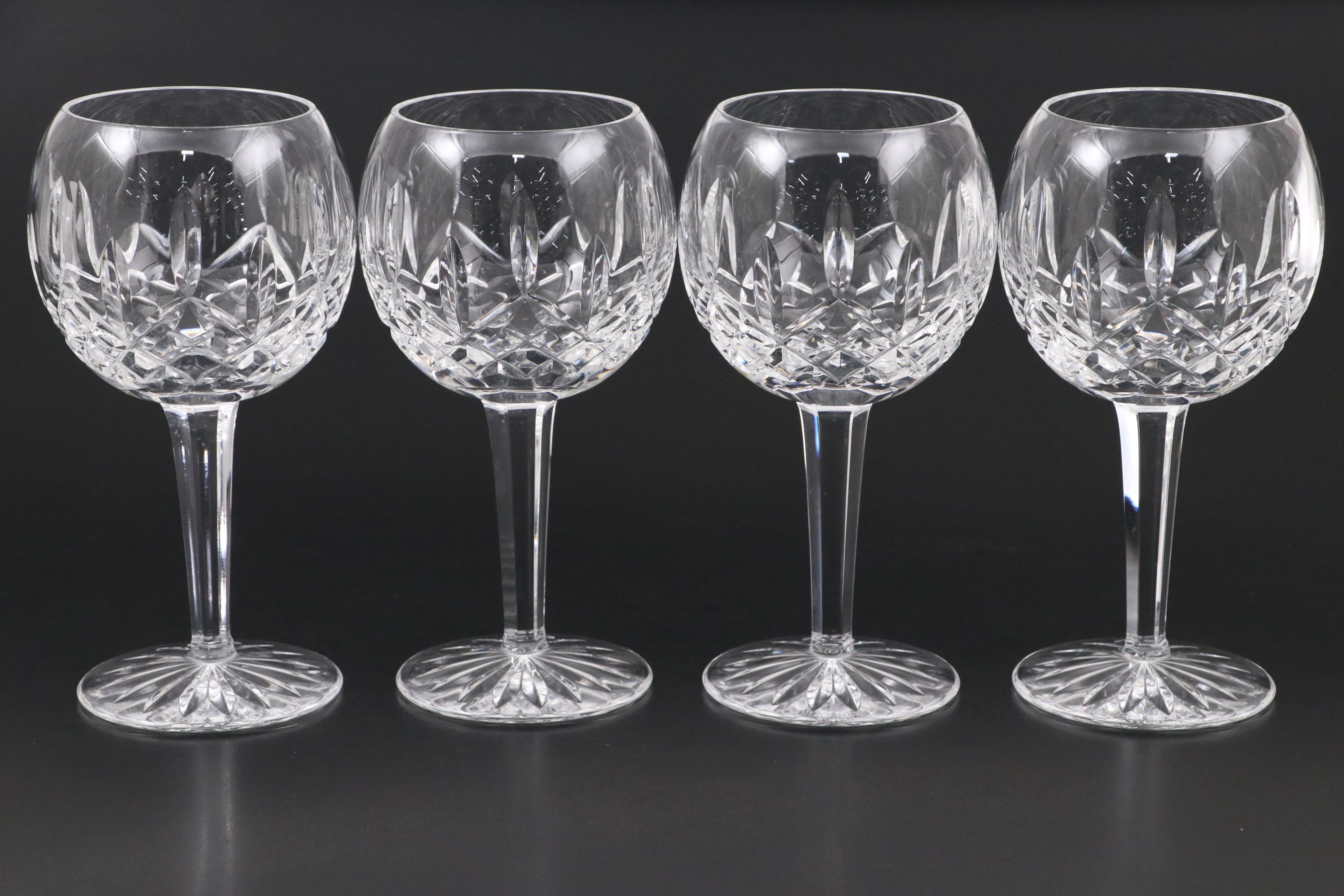 Waterford "Lismore" Crystal Balloon Wine Glasses